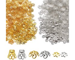 Filigraan Kralen 1120 Stuks - Zilverkleurig/Goudkleurig - Metalen Kap Kralen - Sieraden Maken - Duurzaam - Glanzende Afwerking