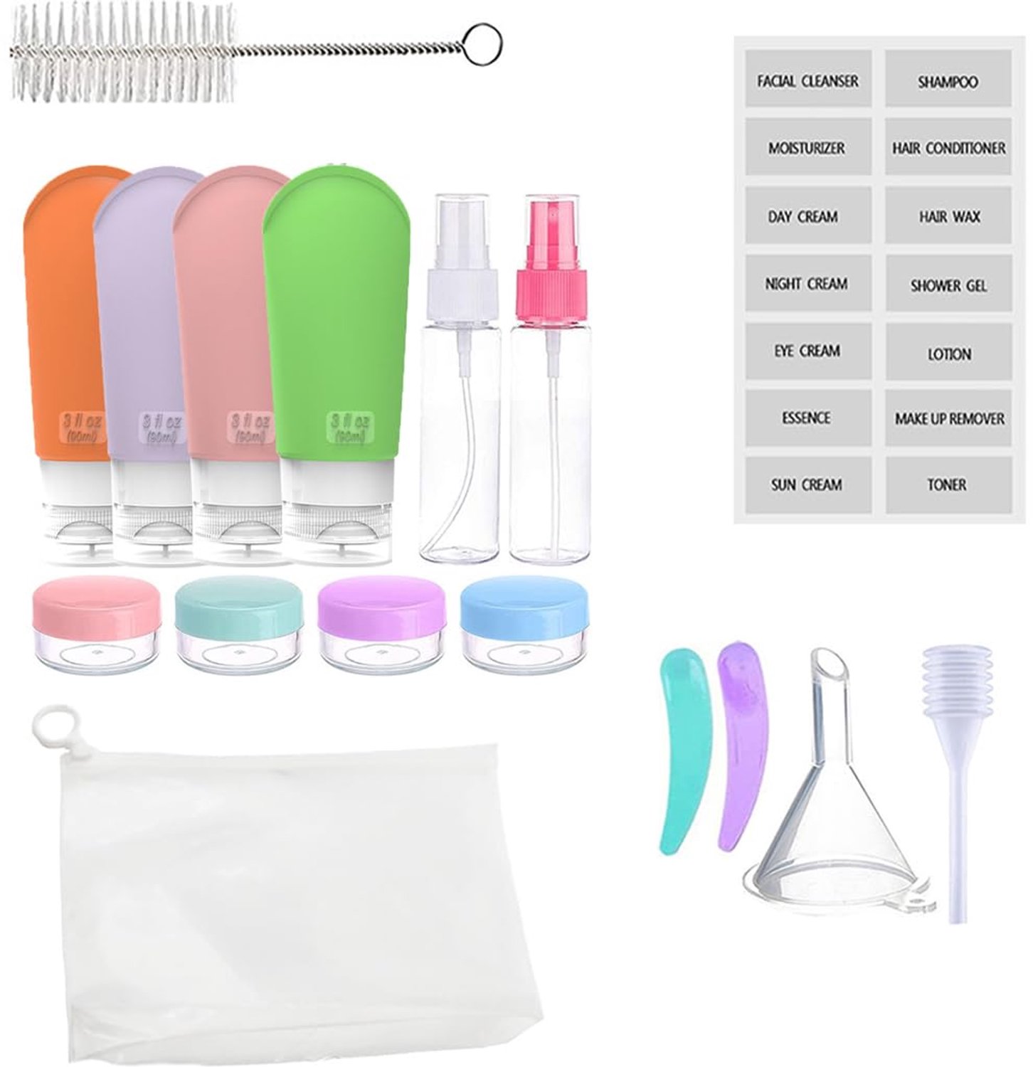 16-delige Reis Set met Siliconen Reisbottles - Lekvrij voor Shampoo en Lotion