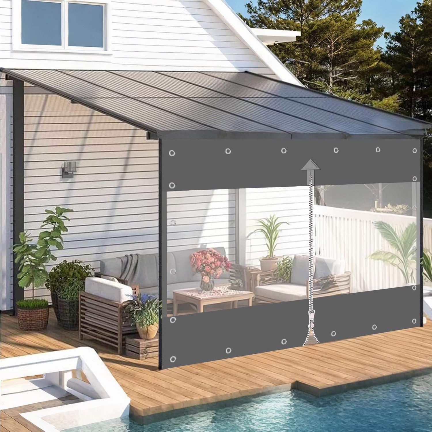Transparante PVC Zeil met Rits voor Buiten