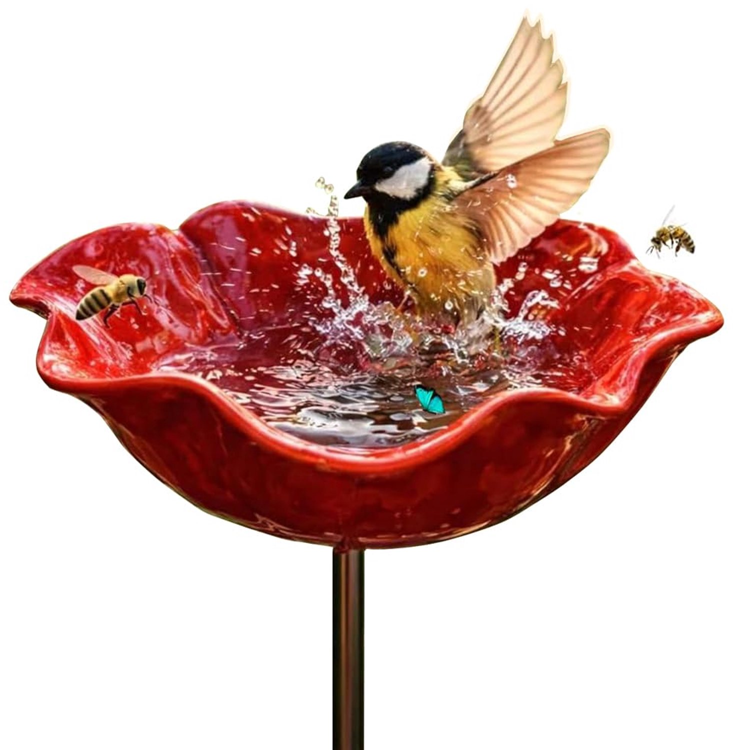 Vogelbad in Bloemvorm voor Tuindecoratie
