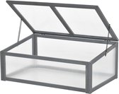Outsunny Kweekkas met Opklapbaar Deksel - Broeikas - Koude Bak - Hout en Polycarbonaat - Grijs