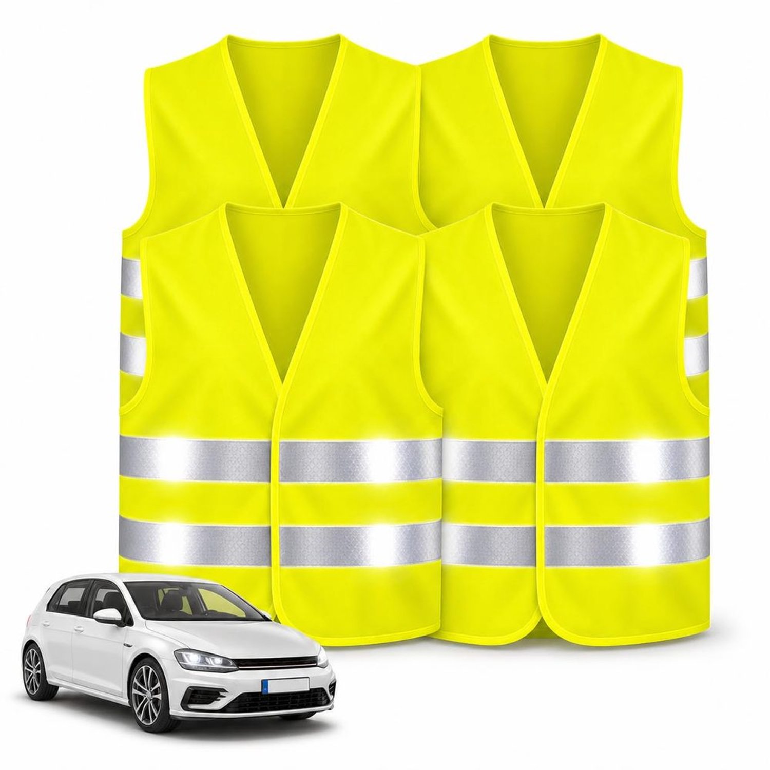 Set van 4 Veiligheidsvesten EN471 Neon Geel