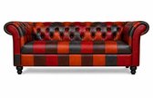 Chesterfield Bank 3-Zits - Curve Armleuningen - Patchwork - Multicolor - Chesterfield - Sofa - Bankstel