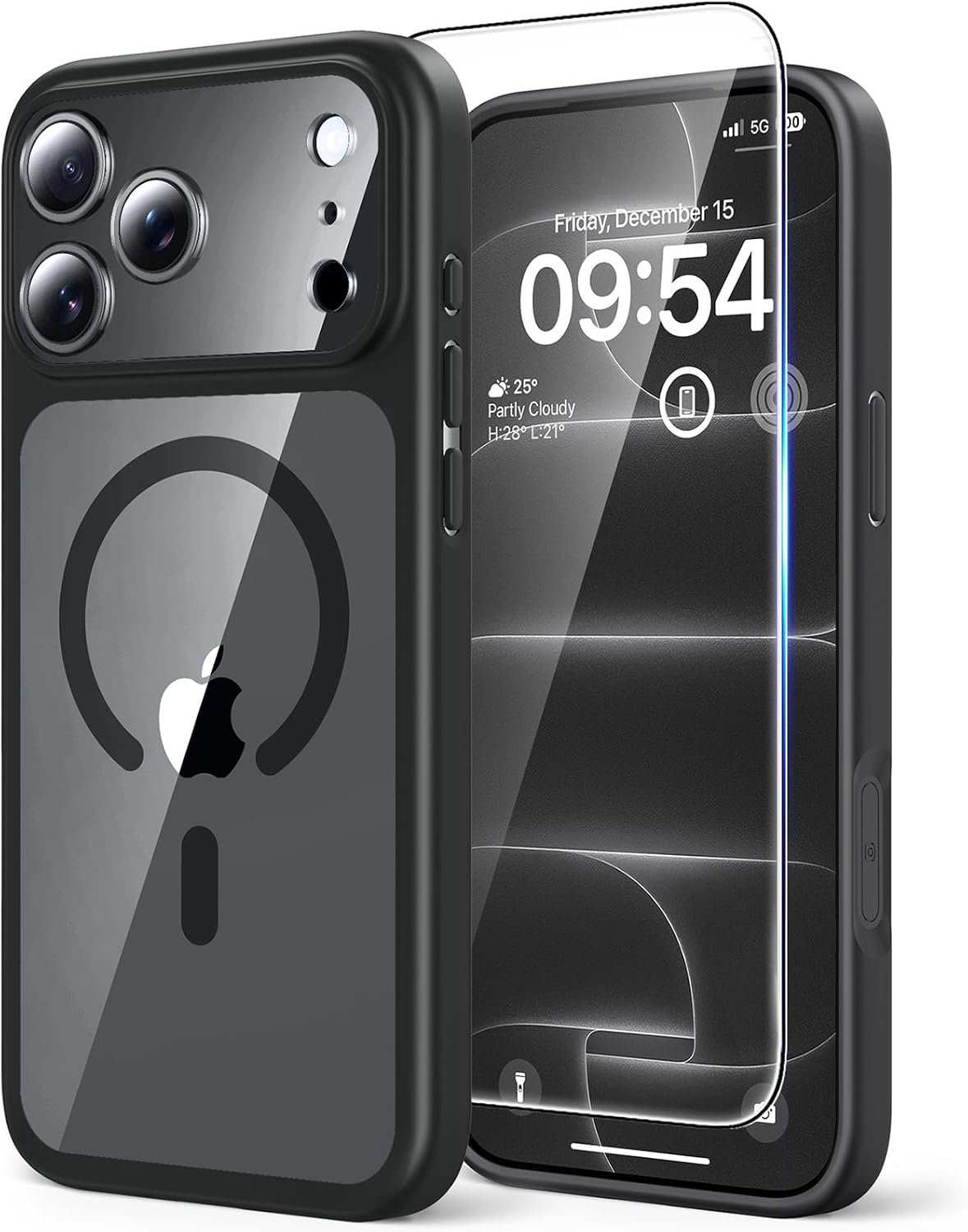 Zandarix Hoesje Geschikt voor Apple iPhone 18 Pro Max - Back Cover Hoesje - 15FT Militaire Bescherming - Geschikt voor Mag - Niet Vergelend - Met 1 Screenprotector - Zwart