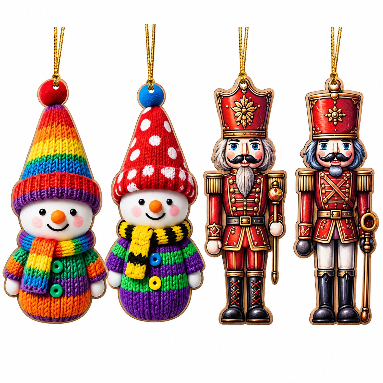 K&R Ventures Kersthangermix - 8 sneeuwmannen en 12 notenkrakers Multicolor