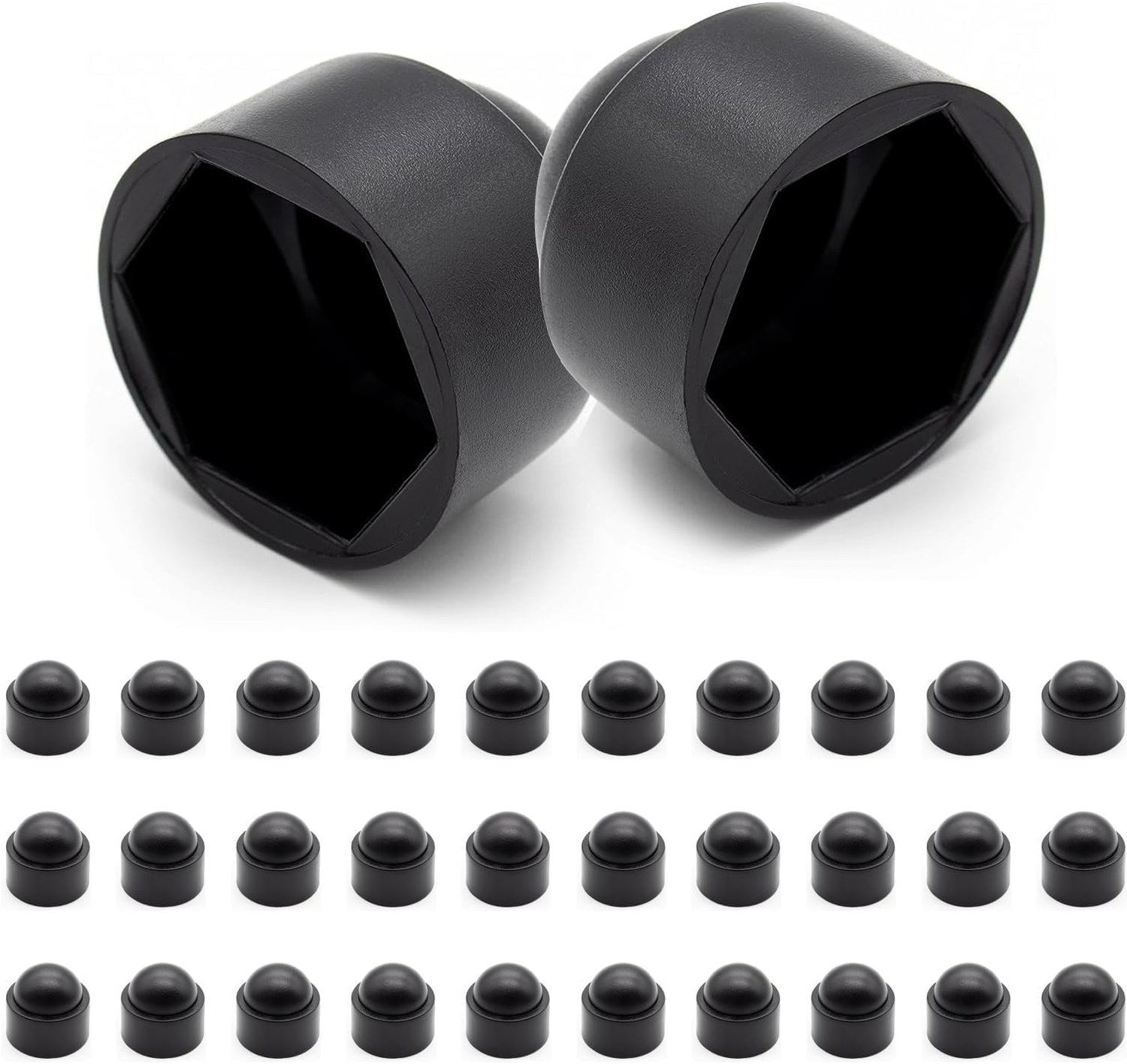 Set van 30 Zwarte Plastic Hex Moerkappen voor M10