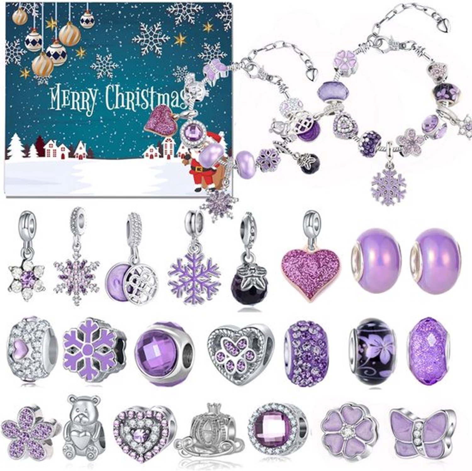 sieraden maken - Adventskalender 2026 meisjes - DIY Sieraden Maken - 2 Verstelbare Armbanden - Kerst Sieraden Knutselset - Kerst-sieraden kalender - Aftelkalender 2026