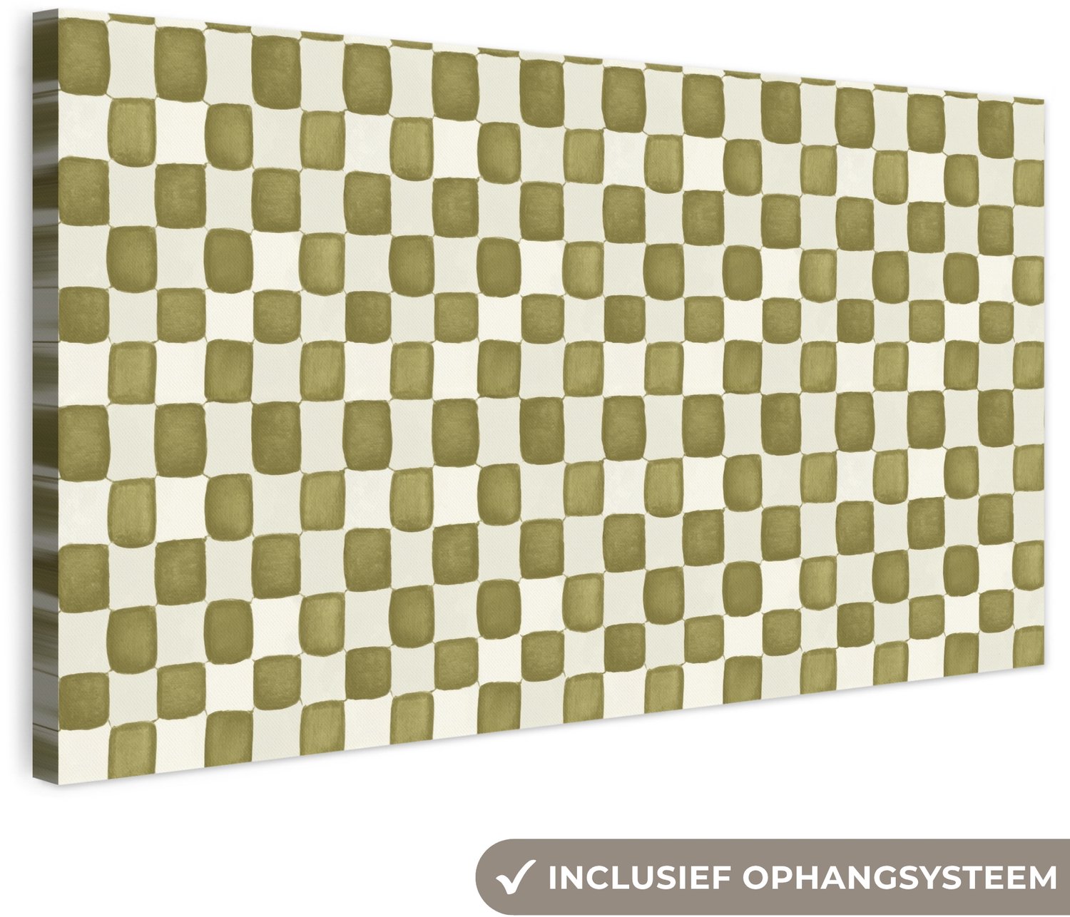 Canvas schilderij 160x80 cm - Exclusieve wanddecoratie Schaak - Patroon - Groen - Muurdecoratie woonkamer - Slaapkamer decoratie - Kamer accessoires - Schilderijen op canvas groot XXL