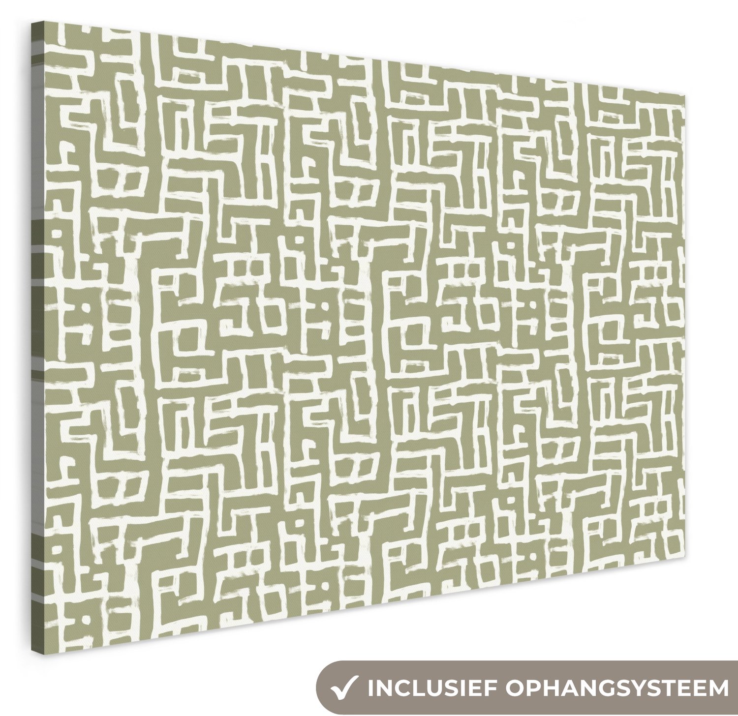 Canvas schilderij 180x120 cm - Exclusieve wanddecoratie Grafisch - Patroon - Groen - Muurdecoratie woonkamer - Slaapkamer decoratie - Kamer accessoires - Schilderijen op canvas