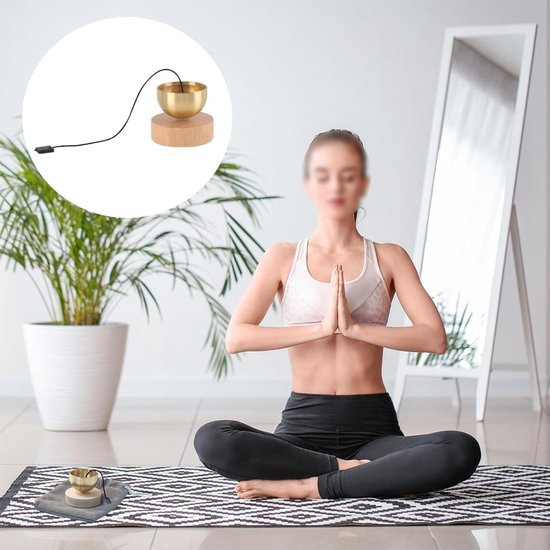 Deurbel kleine schijfbelset 4 cm - massief messing - inclusief mini-klankschaal - voor meditatie en ontspanning - ServiceTopper — afbeelding 4