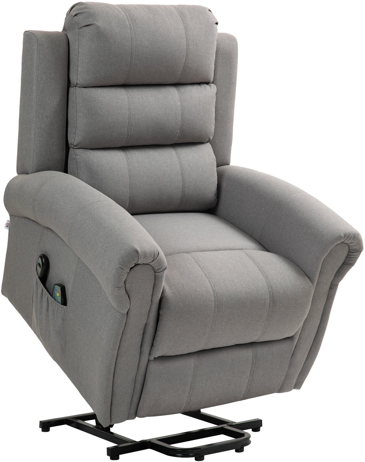 Homcom Elektrische Sta-op Fauteuil met Massage en Verwarming - Relaxstoel - Liftstoel - Tv-fauteuil - Lichtgrijs Hellgrau
