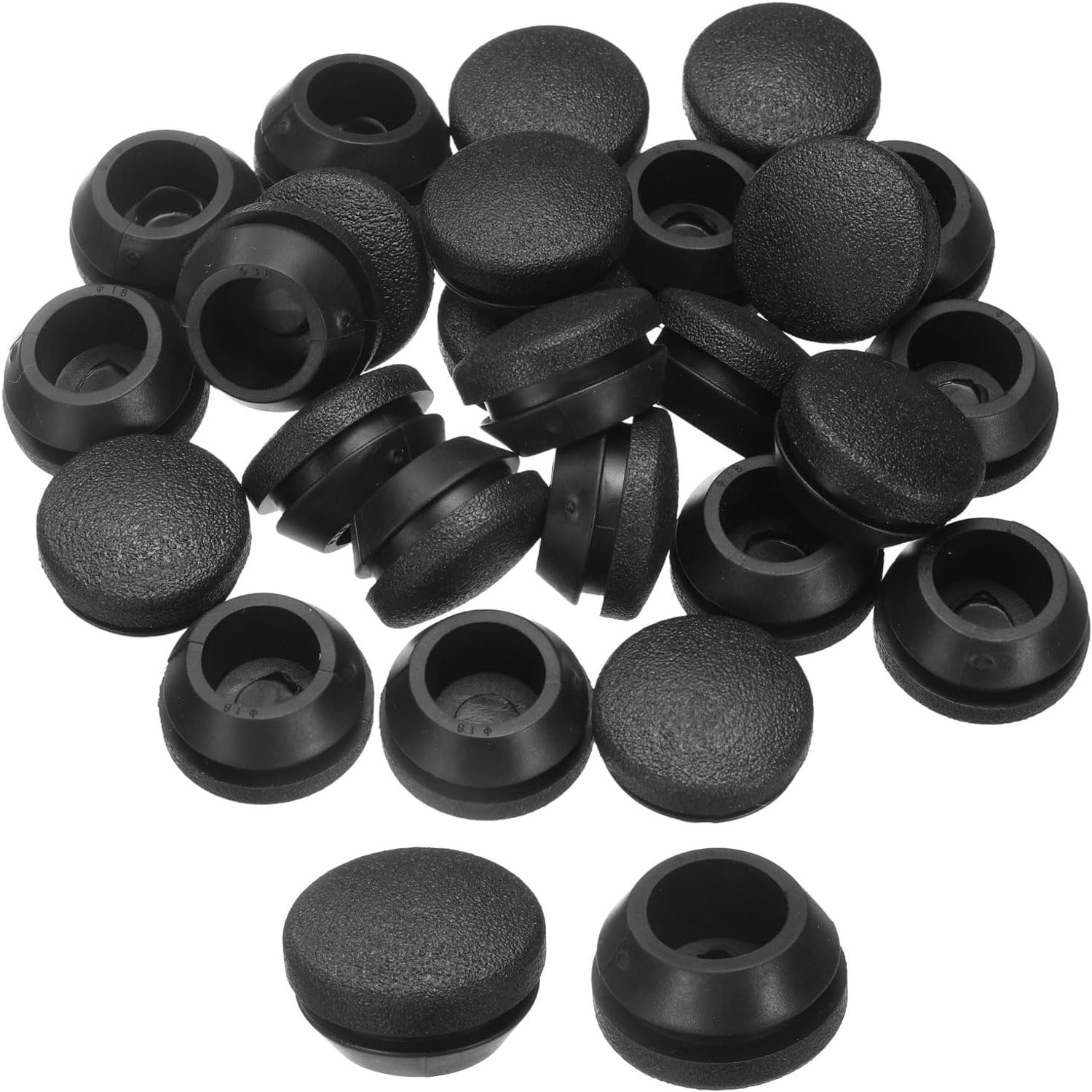 Siliconen rubberen stoppen 18-19 mm - zwart - 25 stuks - voor meubelaccessoires - m-winkel