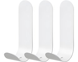 Kisstta 3 stuks zelfklevende haken, kleefhaken wit van roestvrij staal, sterke zelfklevende haken, geen gaten boren vereist, met kleefpads, geschikt v
