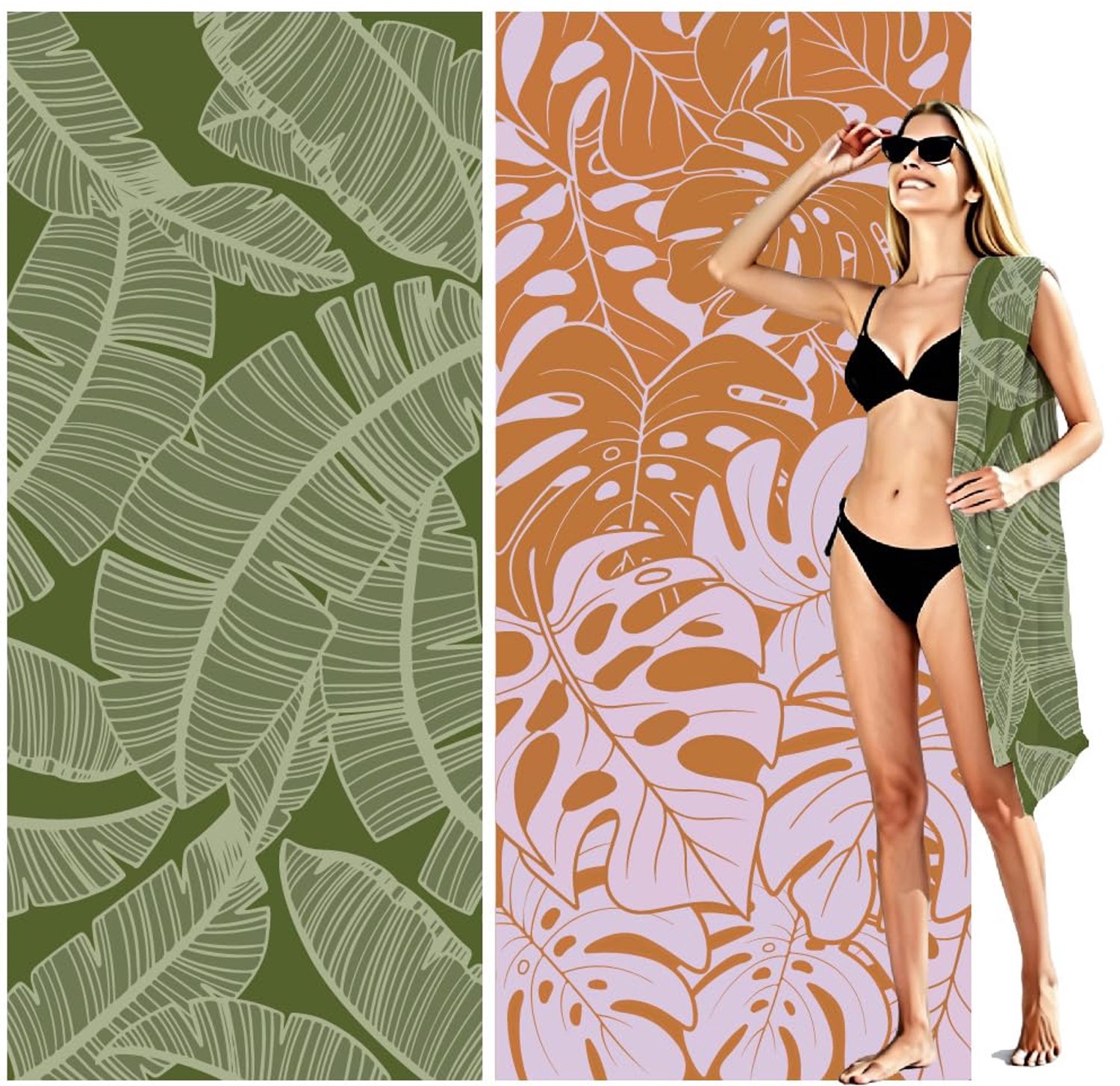 Tropische Strandhanddoek met Palmbladpatroon 180x81cm