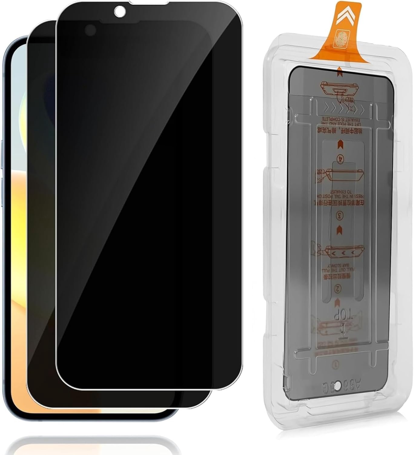 Privacy Screen Protector voor iPhone 14/13/13 Pro, Gehard Glas, Automatische Installatie, 2 Stuks, 14H Hardheid - ShopVlot