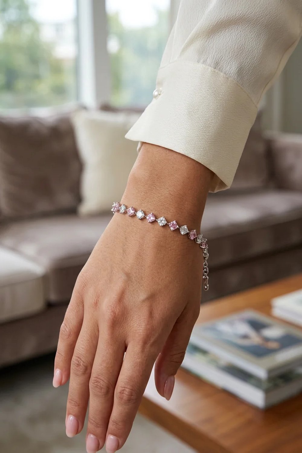 Dorvina Schitterend Vierkant Zirkonia Met Stenen Zilver Kleur Dames Armband - Elegant Tennis Style Design