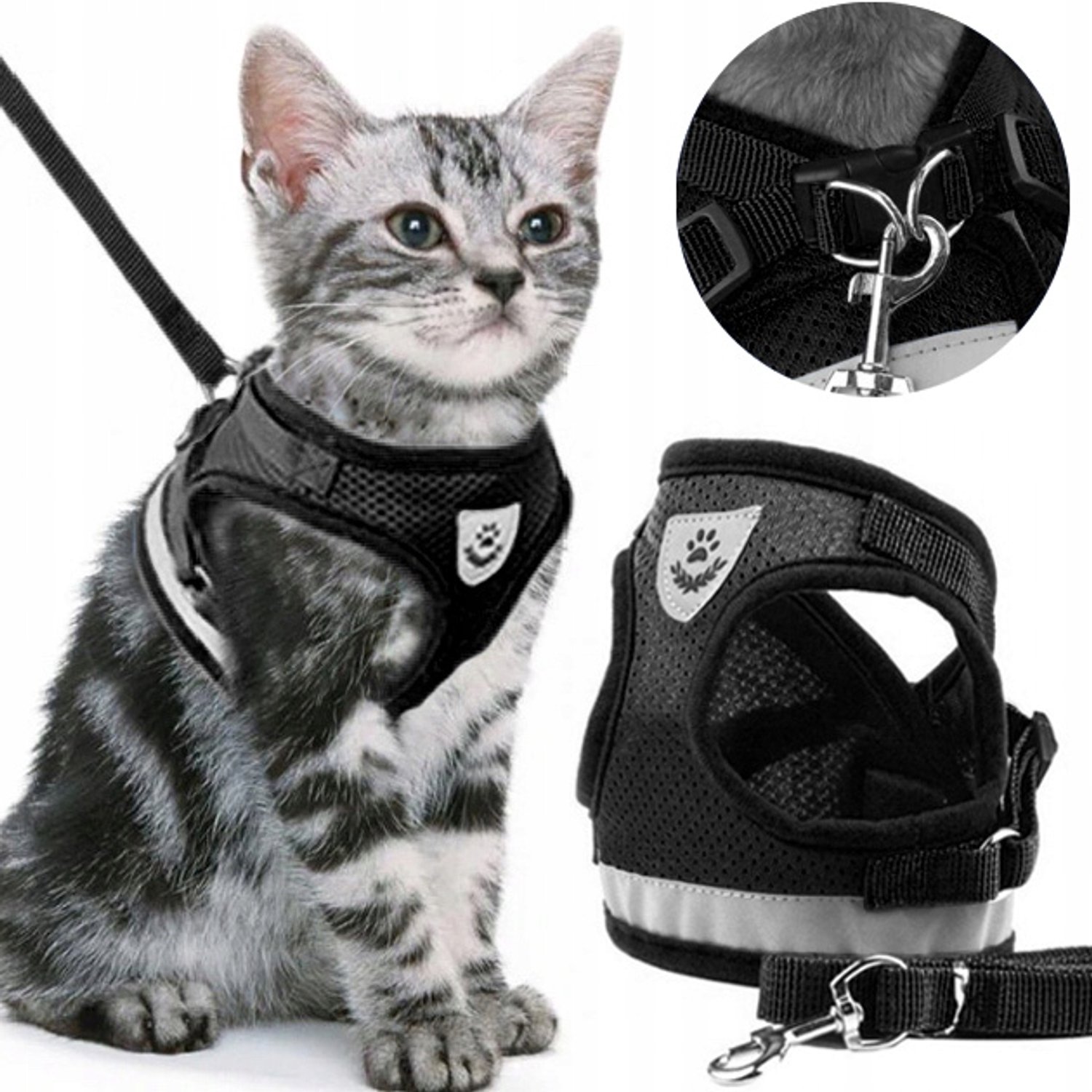 Comfortabele Anti-Trek Kattenharnas met Reflectie & Lijn - Maat S