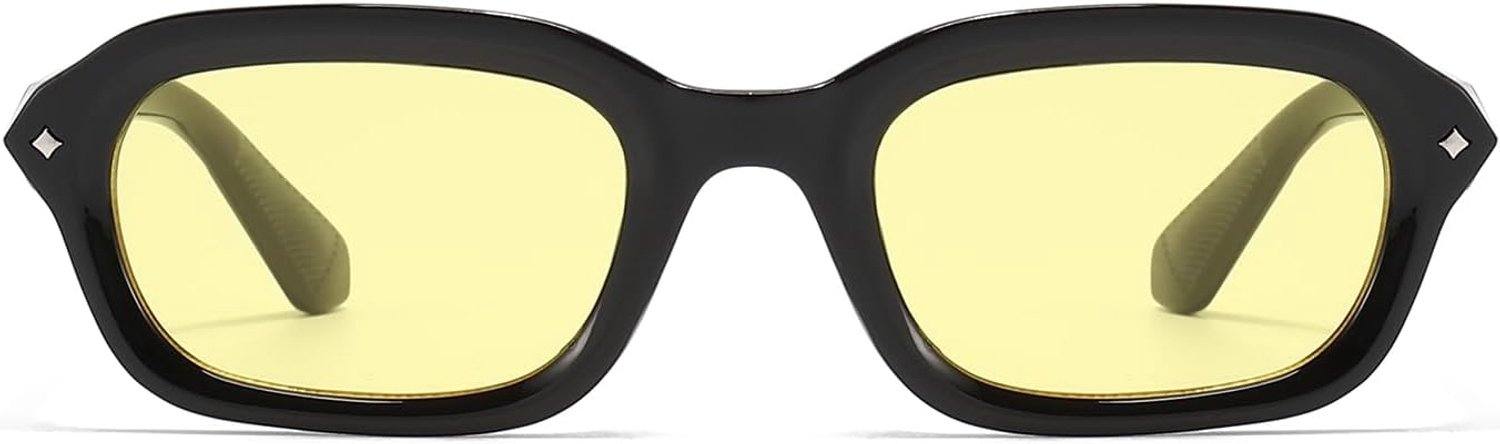 YAMEIZE Rectangular Sunglasses Men Women Retro 90s Narrow Square UV400 Outdoor Protection - ShopVlot