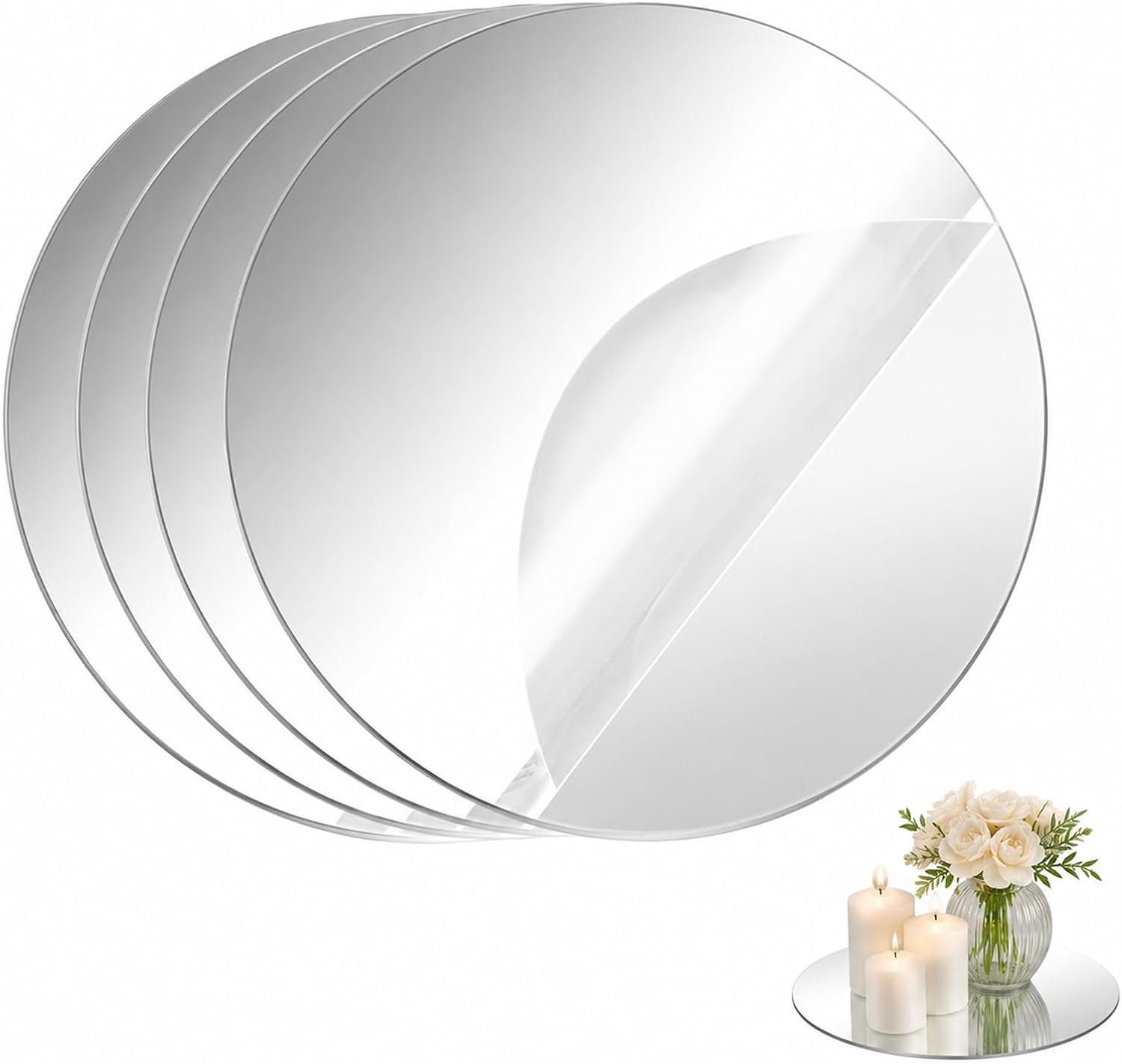 ronde spiegelplaten 4 stuks - acryl - zelfklevend - voor wanddecoratie - m-winkel
