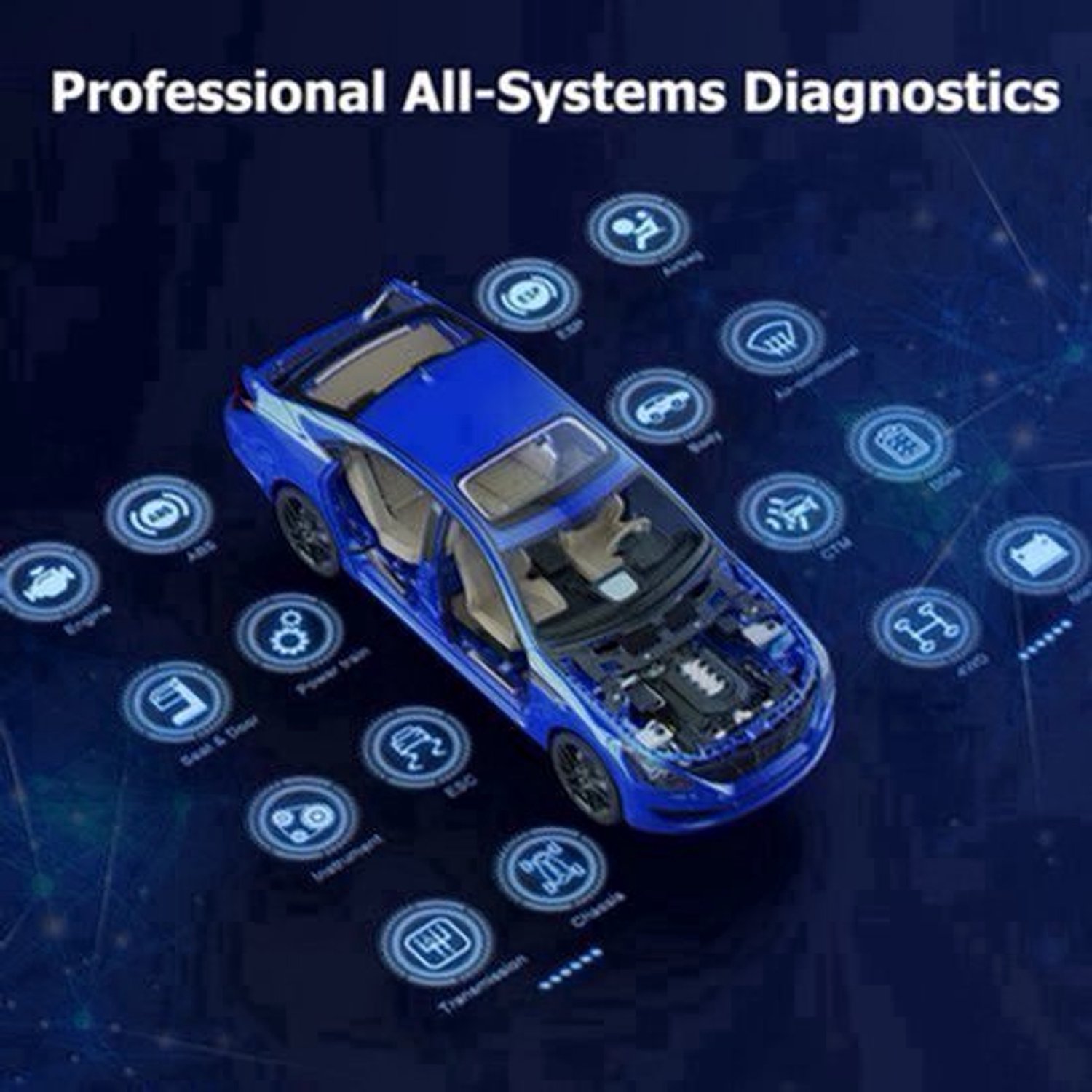 OBD2 Scanner - OBD - Diagnosecomputer - Storing Verwijderen - Uitleesapparatuur - Auto Uitlezen - Diagnose apparatuur voor auto's - met Volledige Systeemdiagnose & 24+ Resetfuncties – Geschikt voor ABS, SAS, TPMS en Meer – Geel