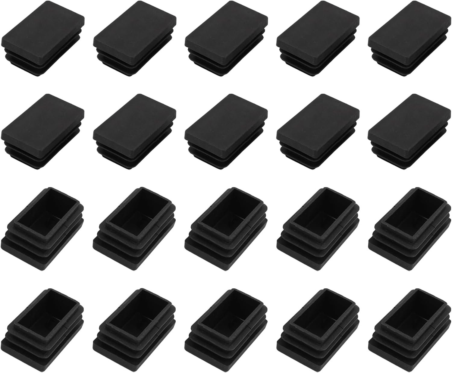 METALLIXITY Rechthoekige eindkappen (50 x 30 mm) 24 stuks, kunststof rechthoekige buisinzetstukken met schroefdraad - Homevero