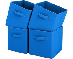 SnelShoppen - Opbergbox Pinkgarden - Opvouwbare Stoffen Opbergkubus met Handgrepen - Set van 4 - 26,7 x 26,7 x 27,9 cm - Blauw - Perfect voor Huis, Ki