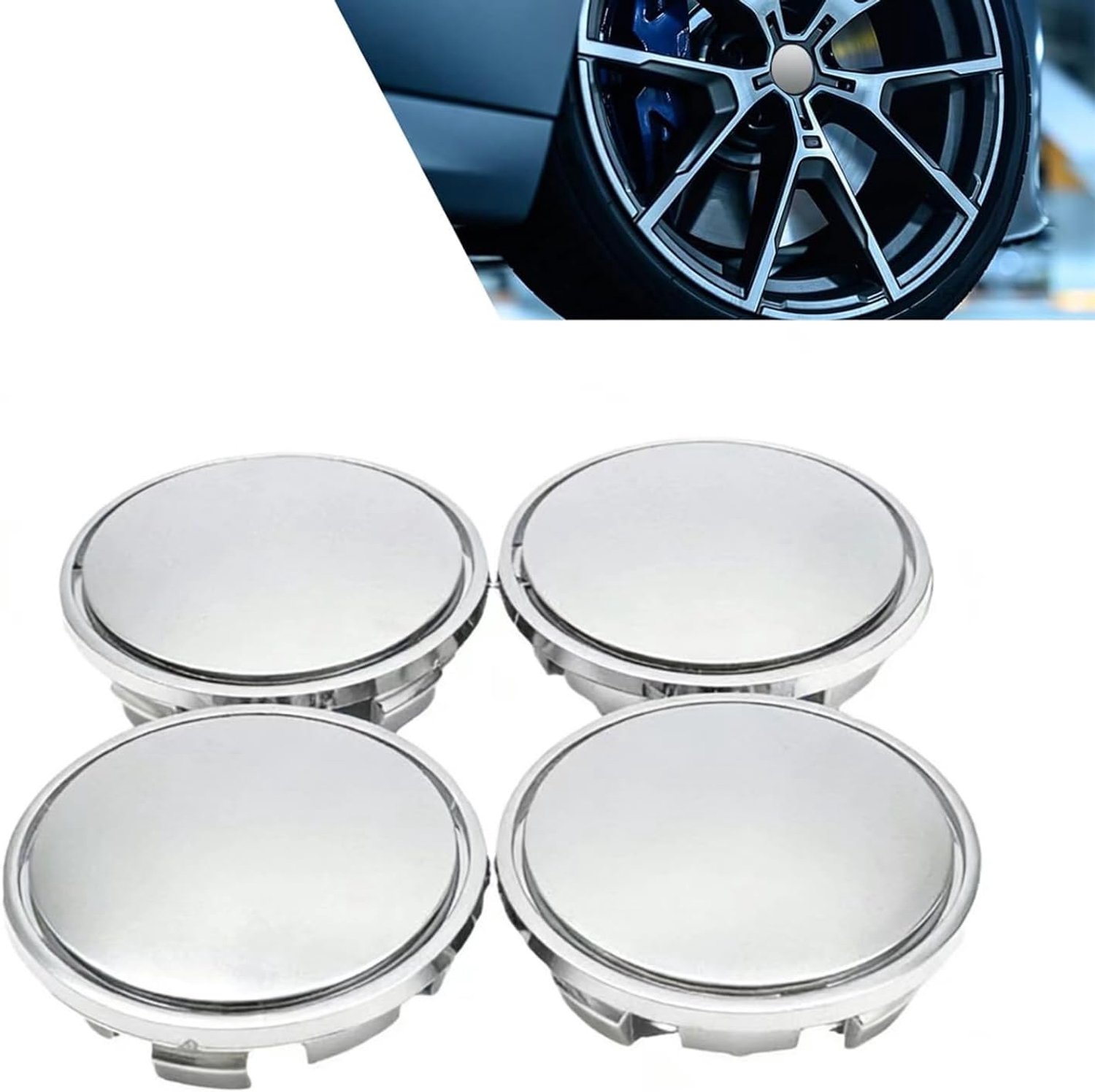 Pack of 4 wheel hub caps, suitable for VW and Audi aluminium rims (outer diameter 65 mm, inner diameter 56 mm), made - ShopVlot