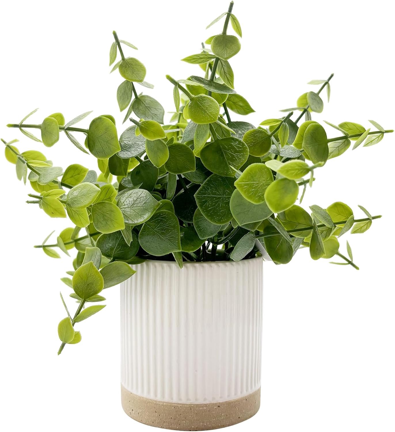 SnelShoppen - 2 Stuks Kunst Eucalyptus Planten Neppflanten in Pot voor Kantoor Woonkamer Slaapkamer Badkamer Keuken Binnenhuisdecoratie (Keramiek)