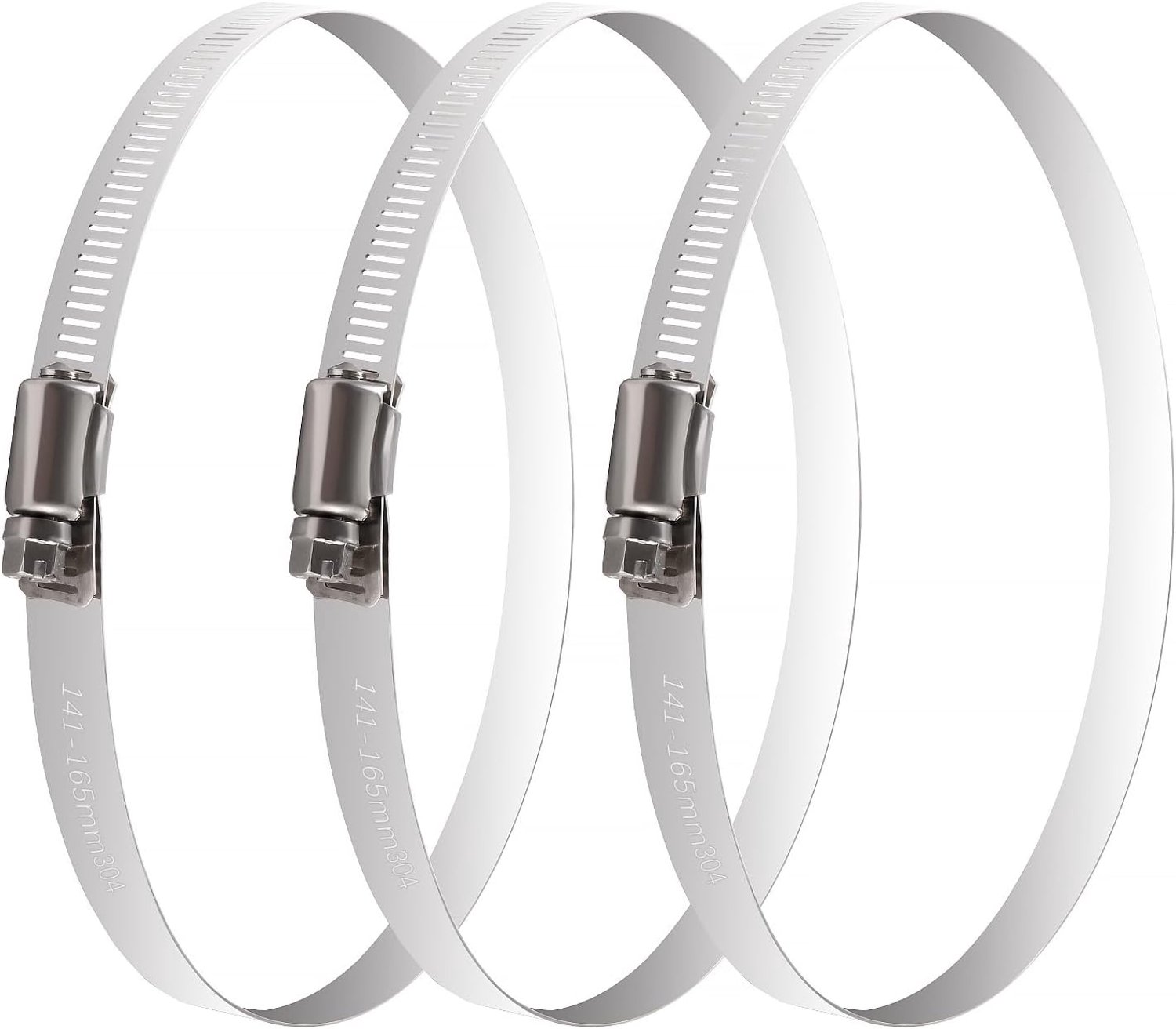 YIXISI 3Pcs 141-165mm Hose Clamps, 304 Gear Hose Clamps, Adjustable Hose Clamp, Worm Gear Hose Clamps, for Water Pipes, Plumbing