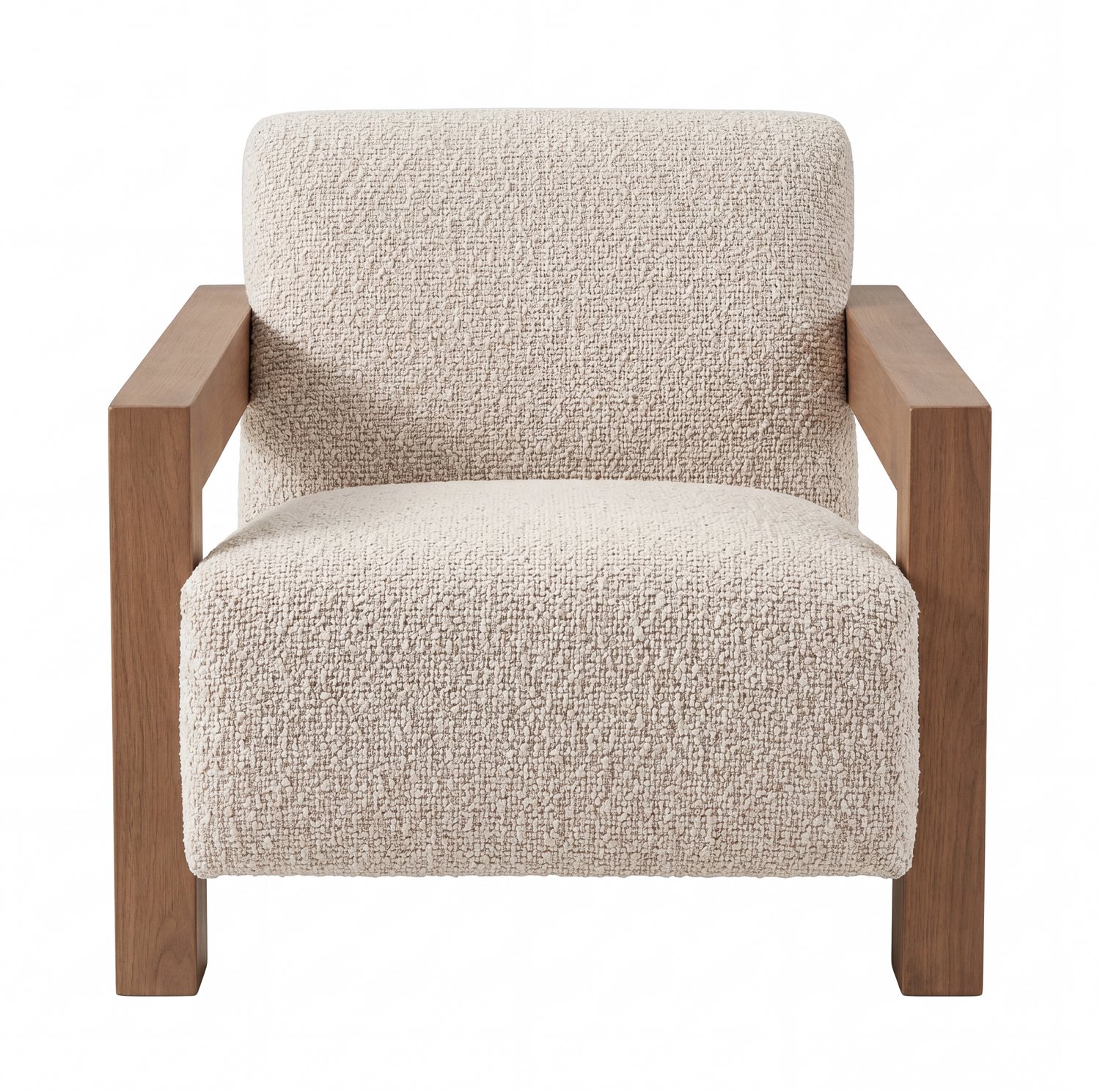 PTMD Nelo Cream Fauteuil Linenlook Rubber Wood Naturel
