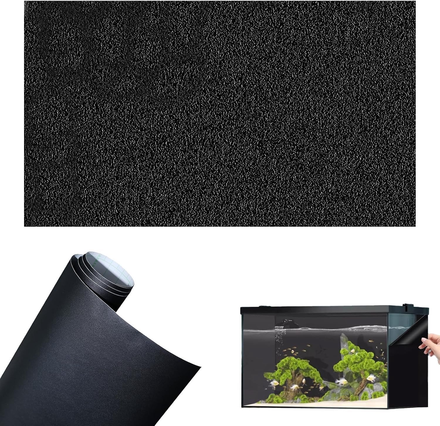 40 x 200 cm Achtergrond voor Aquarium en Terrarium, PVC Plakachtergrond, Zwart, Decoratieve Achtergrond, Waterdichte Achtergrond, Dierenverblijf Decoratie
