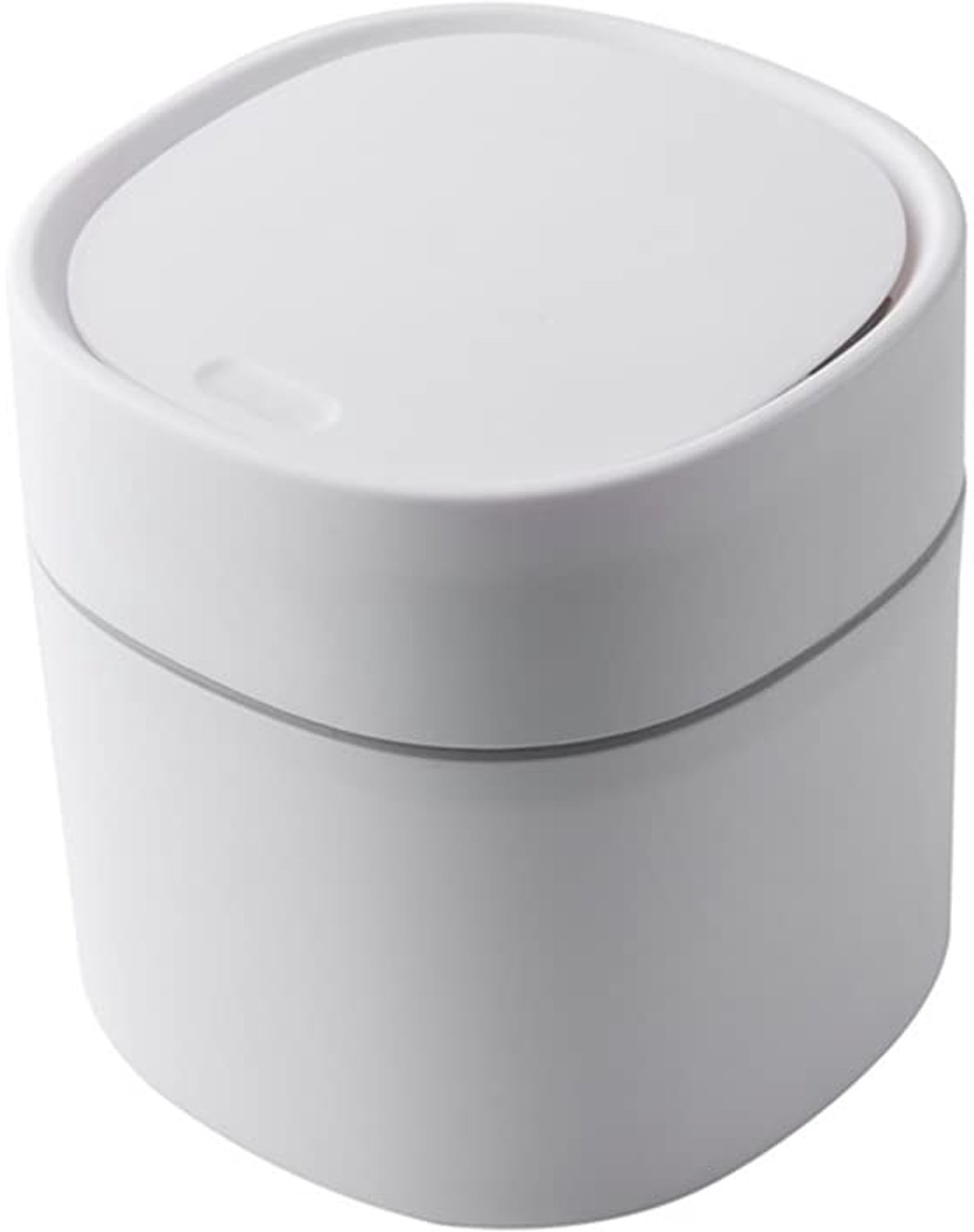 SnelShoppen - Mini Desktop Afvalbak met Deksel - Hygiënische Prullenbak voor Schillen, Zaden en Klein Afval - 2 Liter - Wit - Voor Keuken, Kantoor, Ca