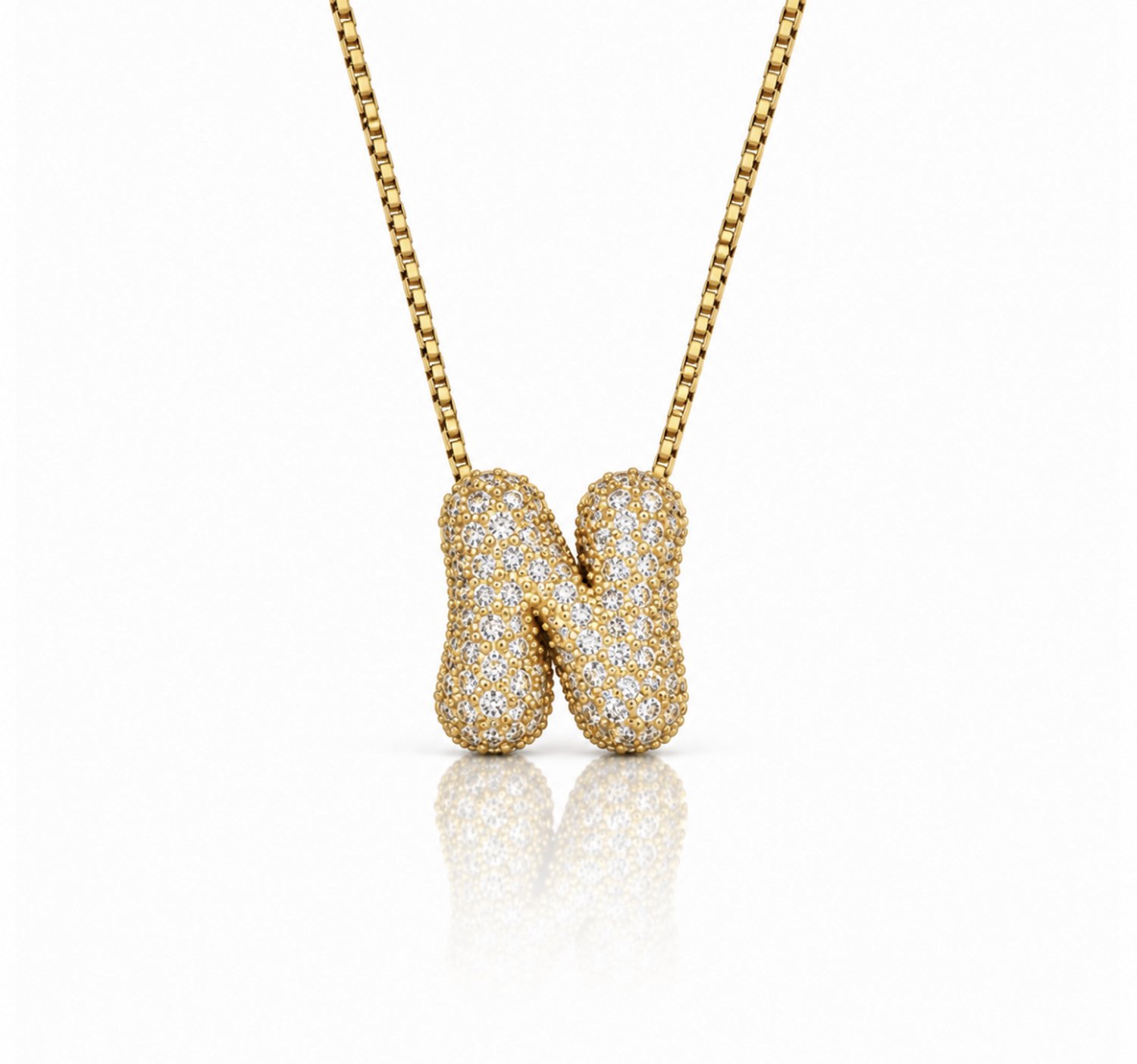 Maevi® Letter Ketting - Letter: N - Glitter Letterketting - Zirkonia Ketting - Lengte: 40 cm - Inclusief Luxe Verpakking - 18K Verguld Goud - Gouden ketting / Gouden letter - Hoge Kwaliteit - Luxe Ketting - Cadeau voor Vrouw / Dames / Moeder / Mama