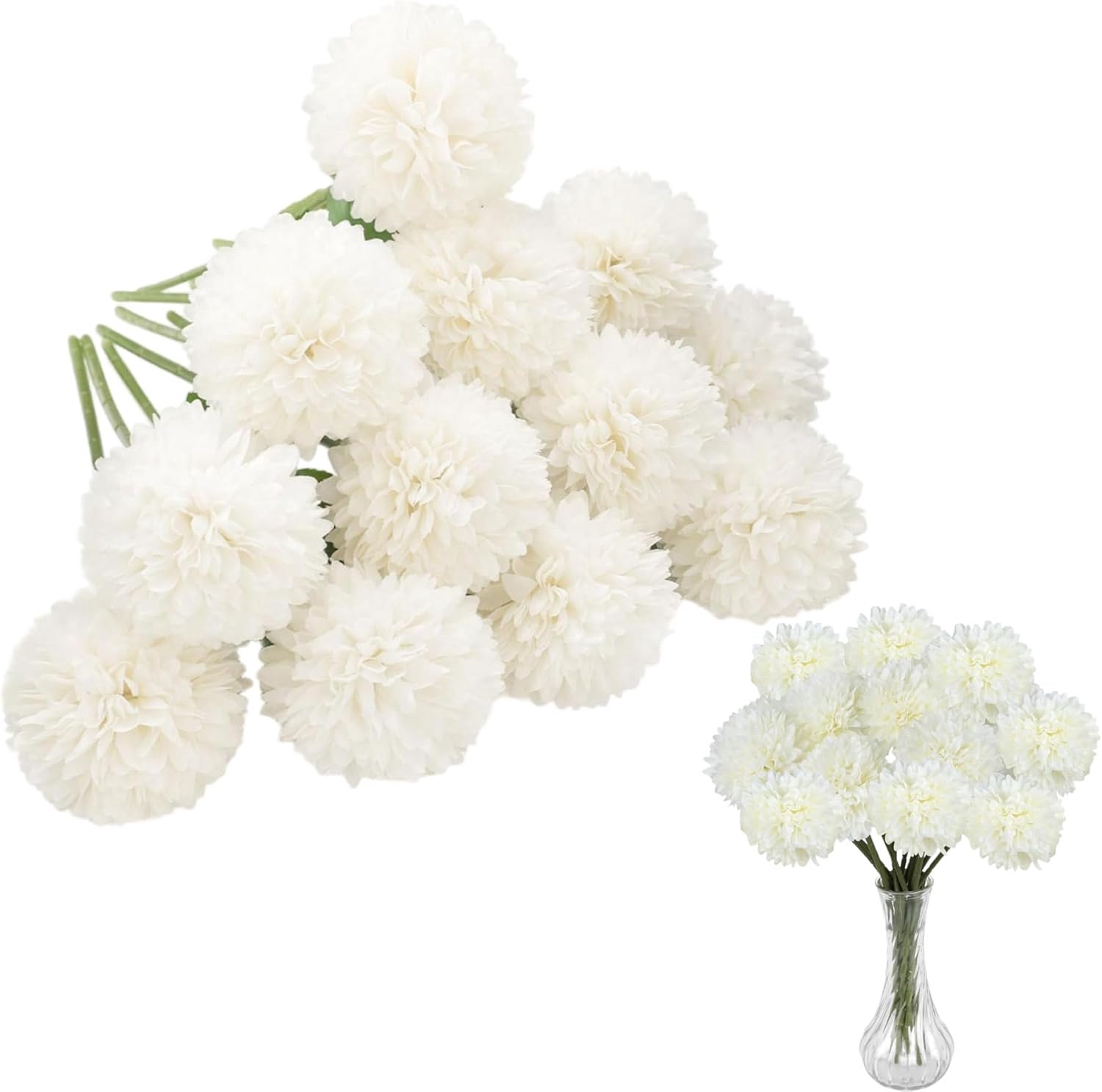 SnelShoppen - Pack van 12 Kunstbloemen Hydrangea 30 cm - Decoratieve Bloemen voor Bruiloften, Feesten, Kantoor en Thuis - Realistisch en Milieuvriende