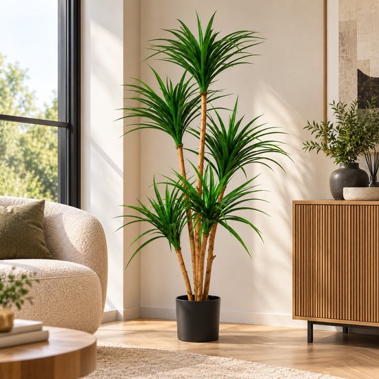 Luxevo Kunstplant Dracaena 150 cm – Realistische Yucca Kunstboom – Verstelbare Bladeren
