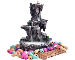 XUDREZ Mountain Waterfall Backflow Incense Burner, Home Decor Incense Holder Censer with 20pcs Incense Cones + 30pcs - ShopVlot