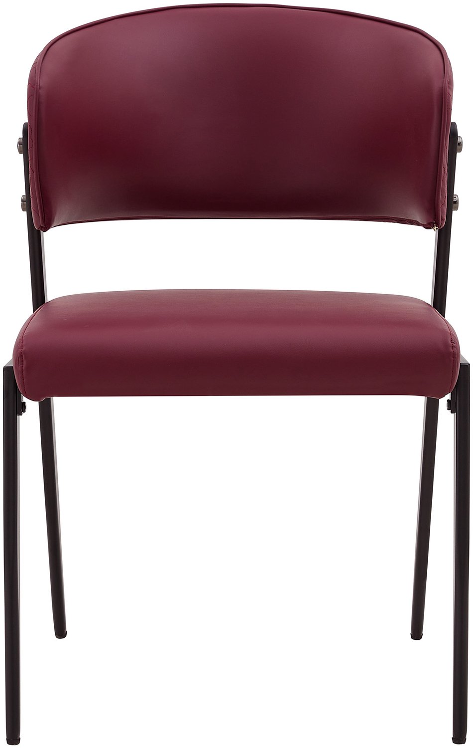 SONNENH Eetkamerstoelen set van 2 met gebogen rug - PU-kunstleer - wijnrode bekleding - zwarte metalen poten Wijnrood / Zwart