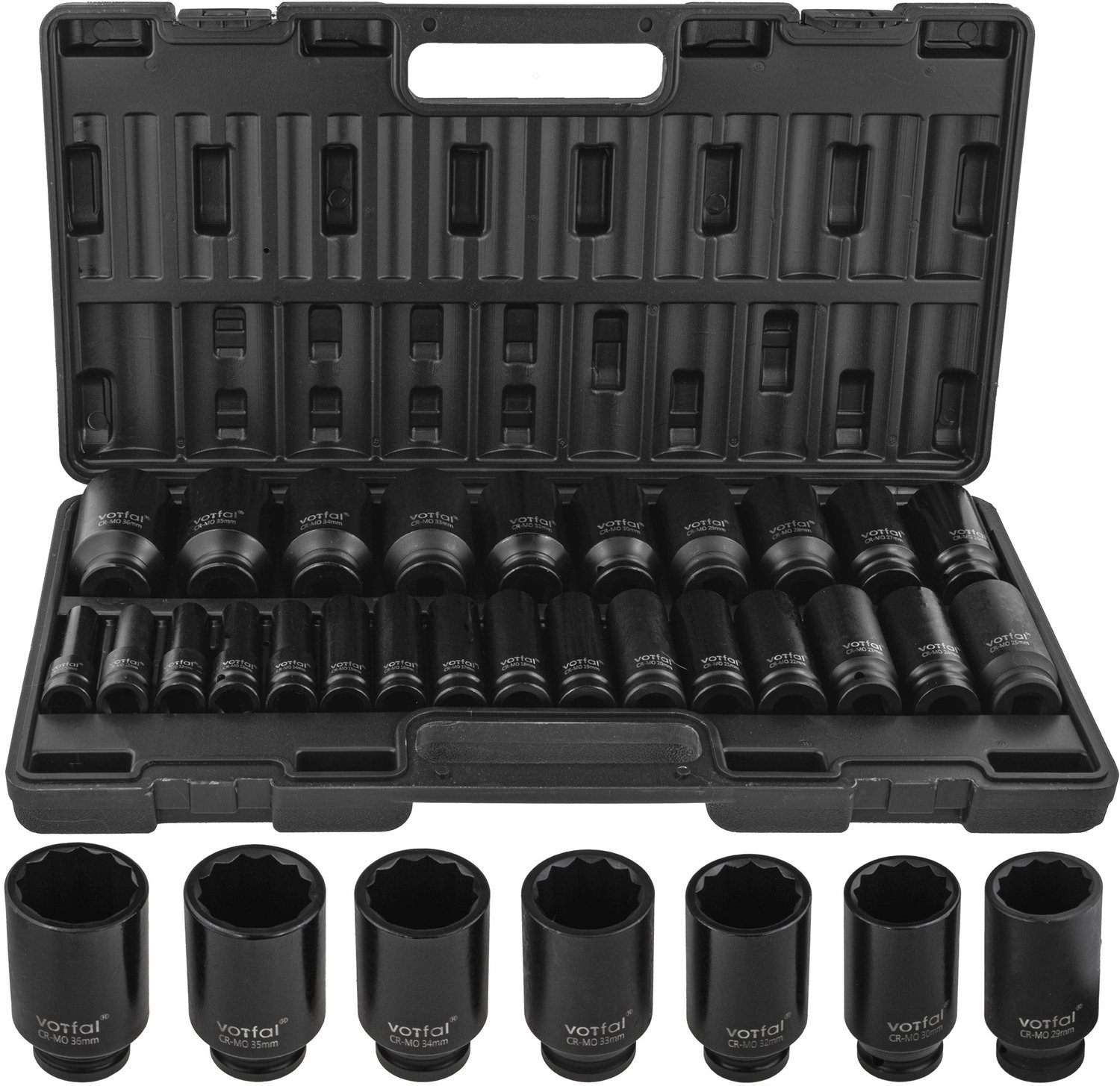 26-delige Slagdoppen Set 1/2" 12-kant 10-36mm CR-MO