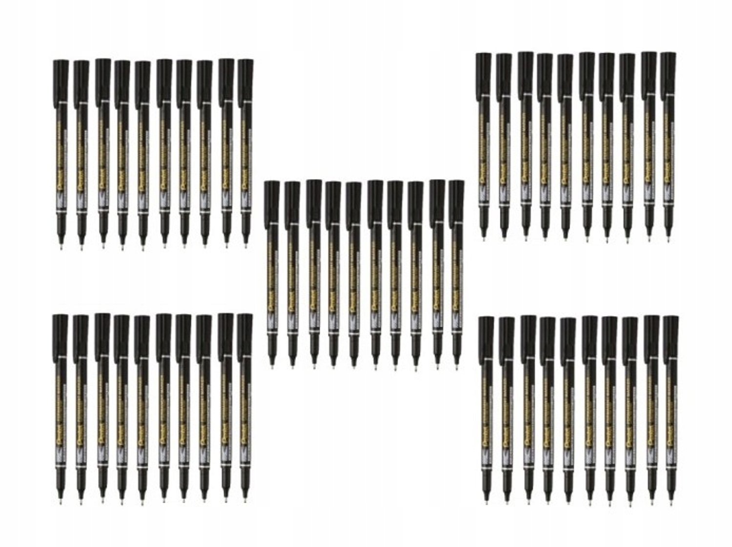 Pentel NF450 Foliepen Set - 50 Zwarte Waterdichte Markers
