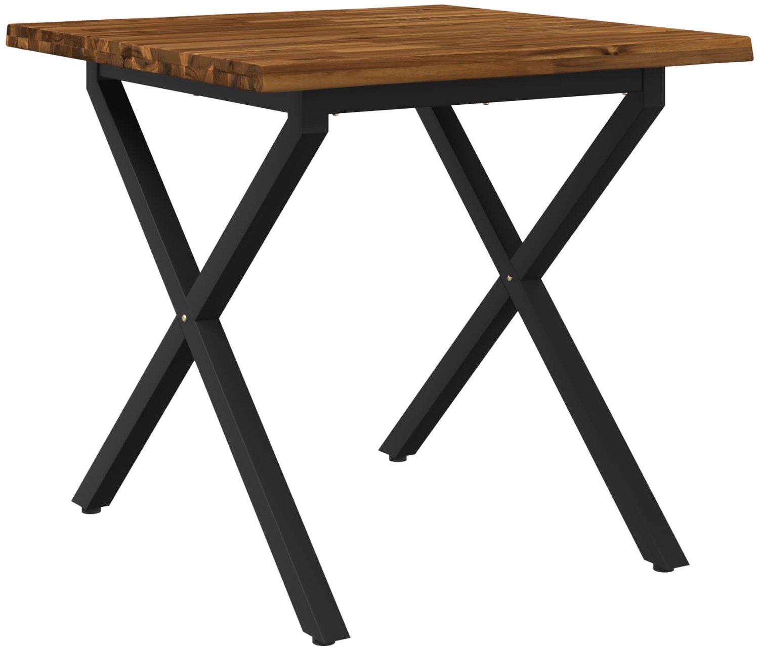 vidaXL Eettafel - met - levendige - rand - 70 - x - 70 - x - 75 - cm - Massief - Acacia - Hout Naturel en Zwart