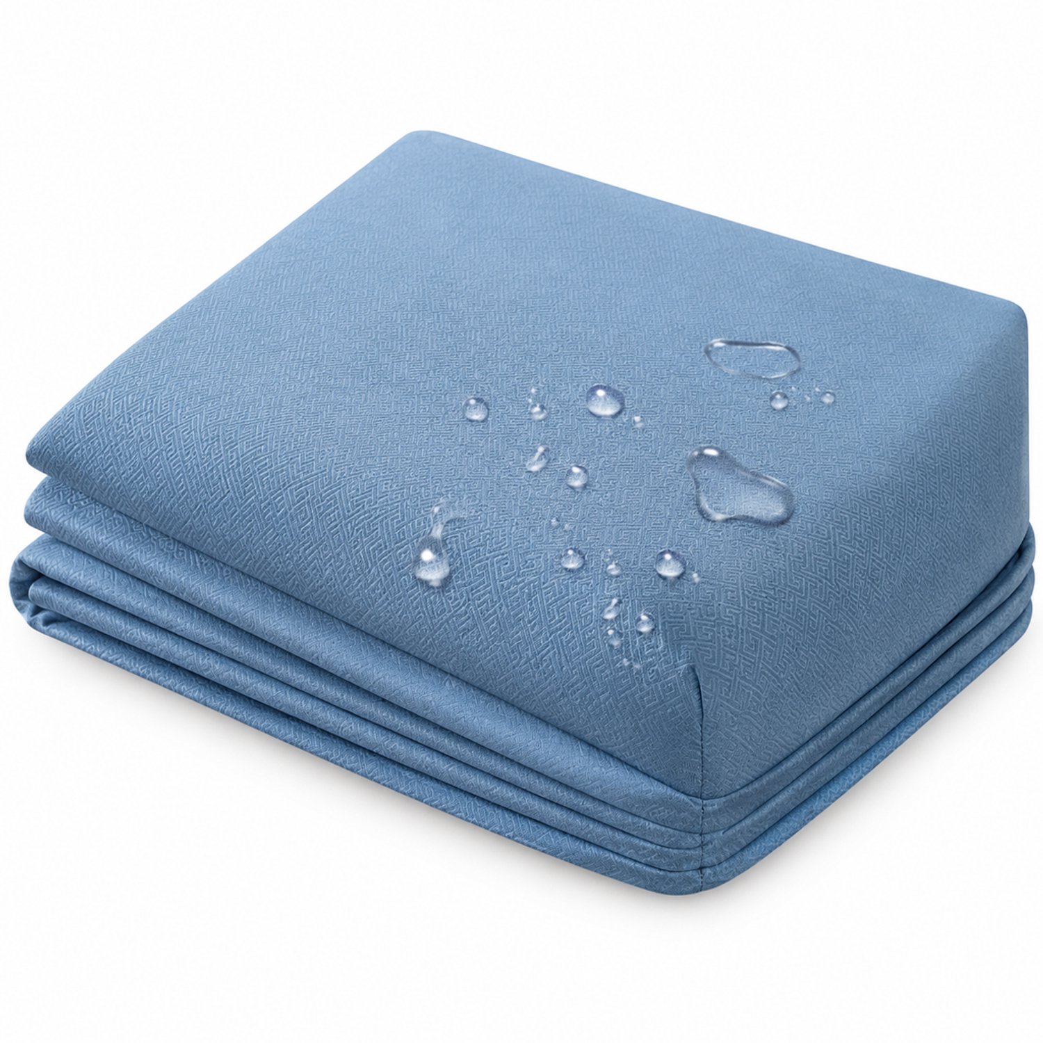 SWGOTA Waterdichte hoeslakenset 200 x 200 cm, blauw, geborstelde stof, 1 hoeslaken en 2 kussenslopen, voor matrassen tot 30 cm dik
