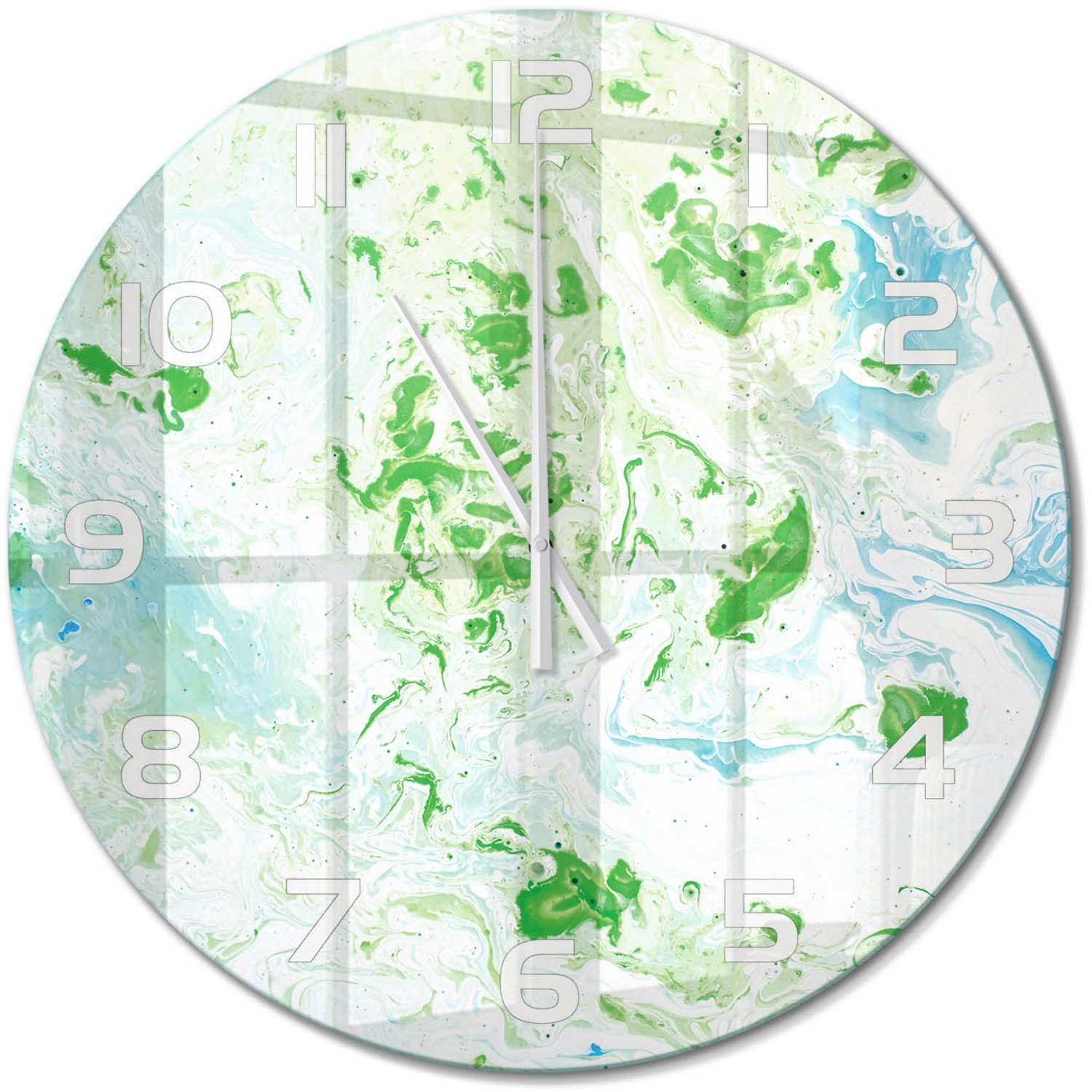 TULUP Wandklok - Abstracte achtergrond Wandklok Glas Met Motief - fi60 cm - Groente Decoratieve Glazen Klok - Witte handen - Ronde Klok - Gekleurde Glazen Klok - Glazen Klok Met Print