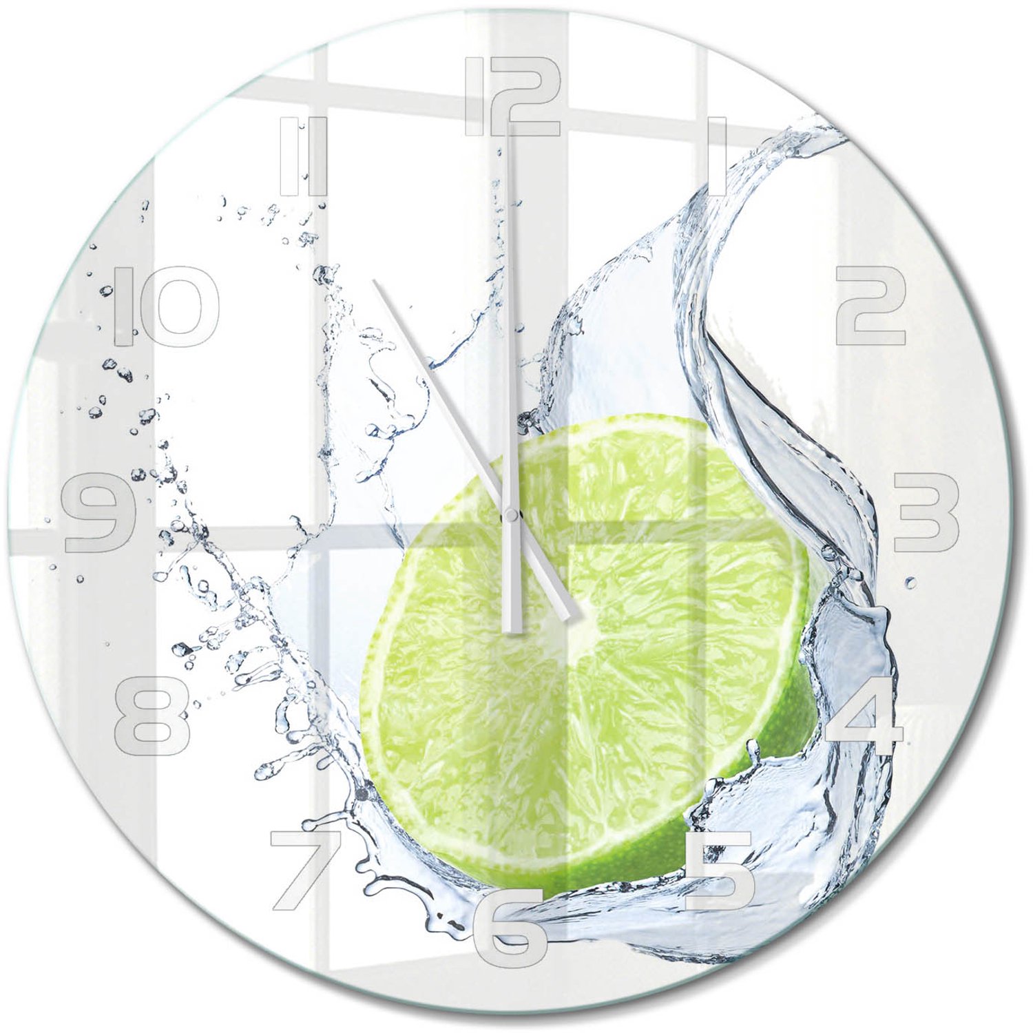TULUP Wandklok - Calciumcarbonaat Moderne Wandklok Glas - fi60 cm - Groente Wandklok Glas Decoratie - Witte handen - Ronde Klok - Glazen Wandklok Design - Klok Glas Met Opdruk