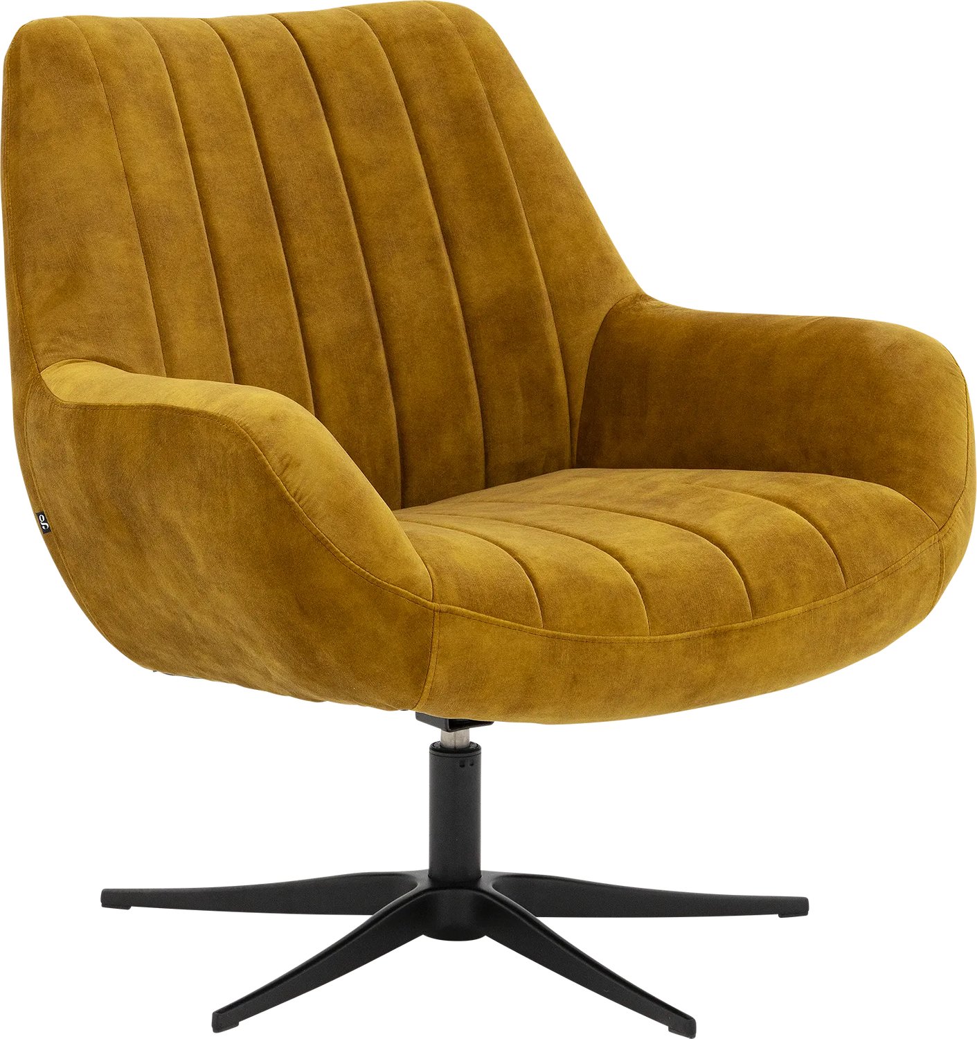 Goossens Draaifauteuil Kamille - Stof - Goud - Draaibaar - Met Armleuning stof velours gold