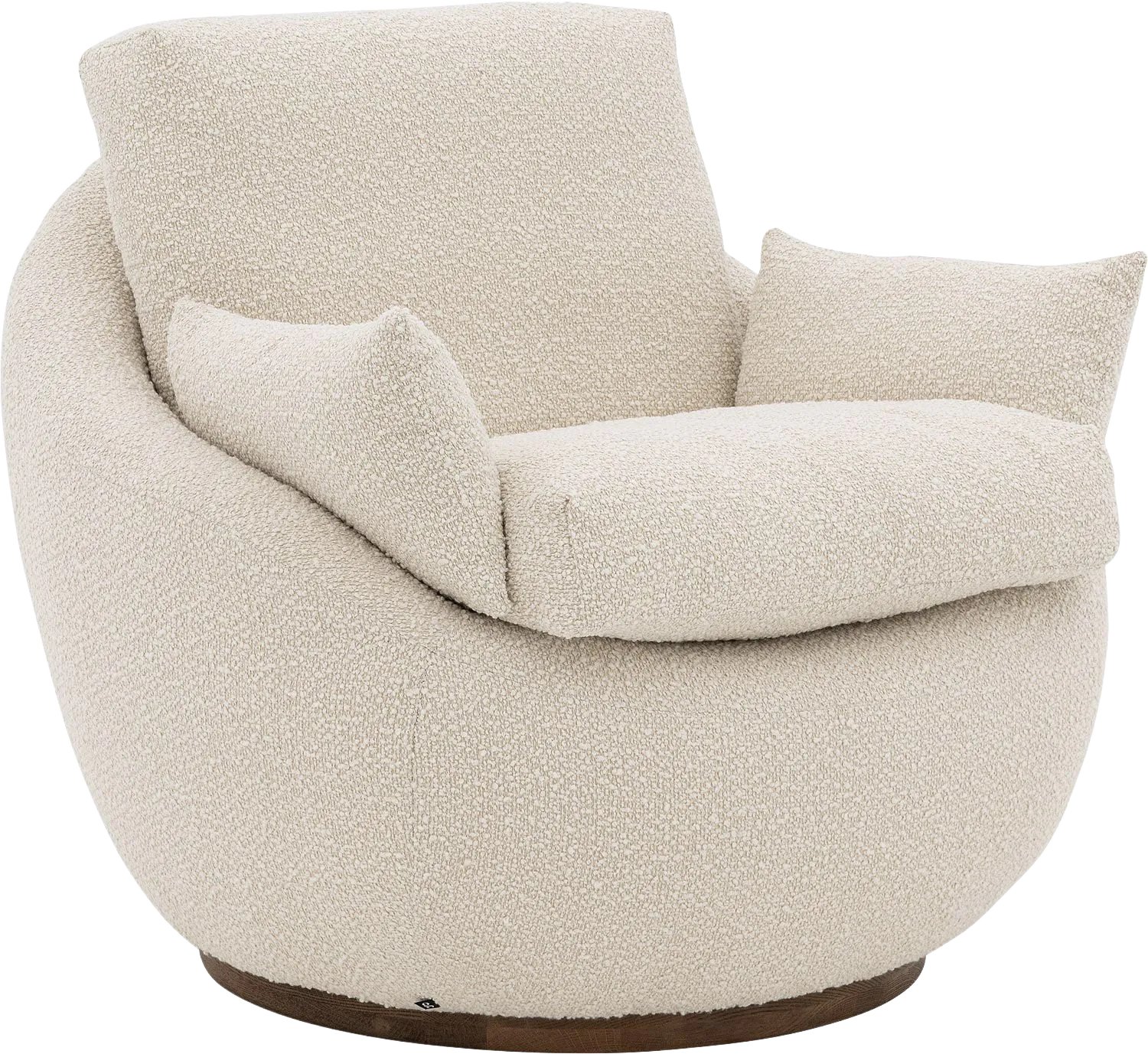 Goossens Draaifauteuil Lazy - Stof - Wit - Draaibaar boucle creme