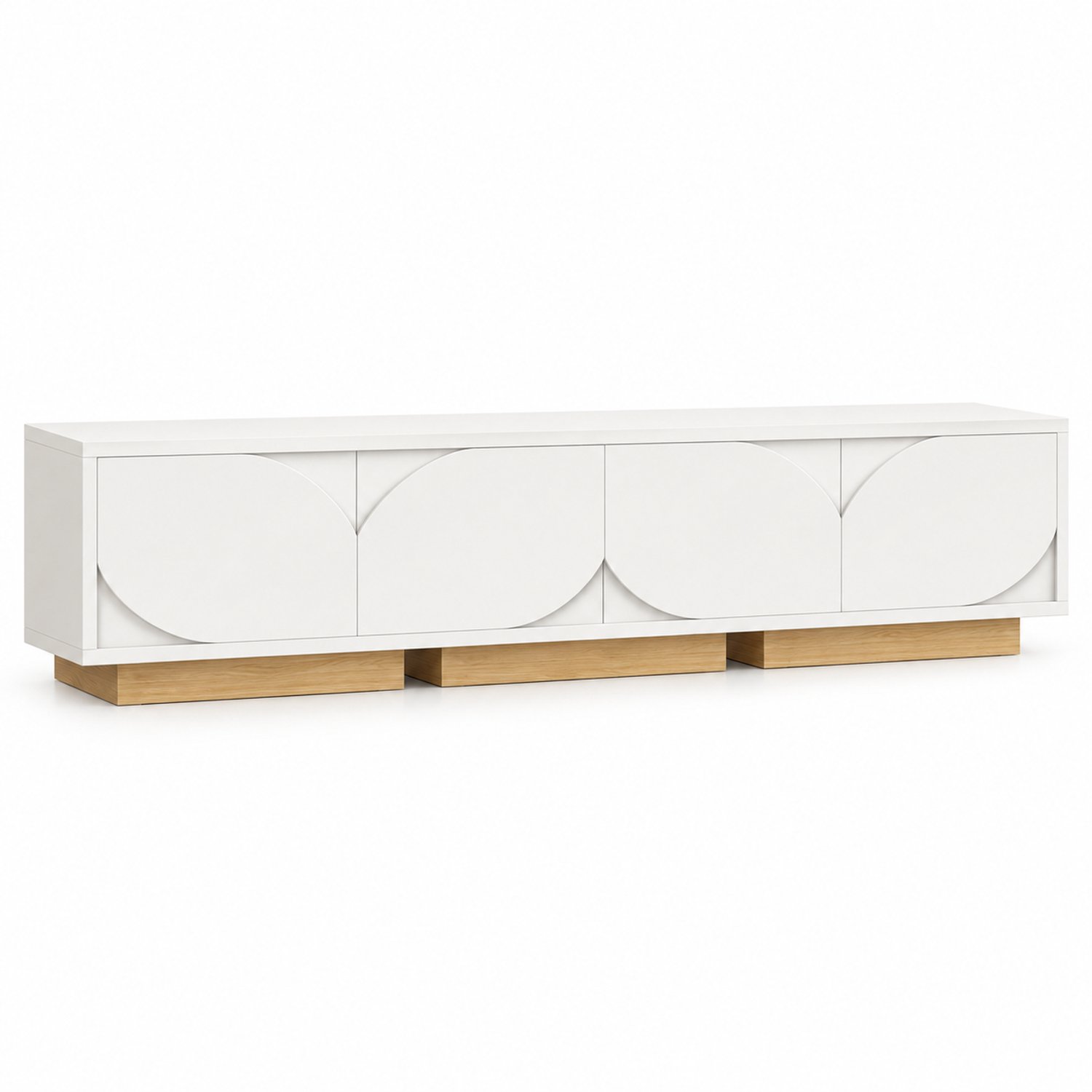 Niamora TV-kast - Lowboard TV-meubel - Modern TV-kast - TV-opbergkast - 175 x 42 x 40 cm - 4 opbergvakken - Wit - Verstelbare planken.