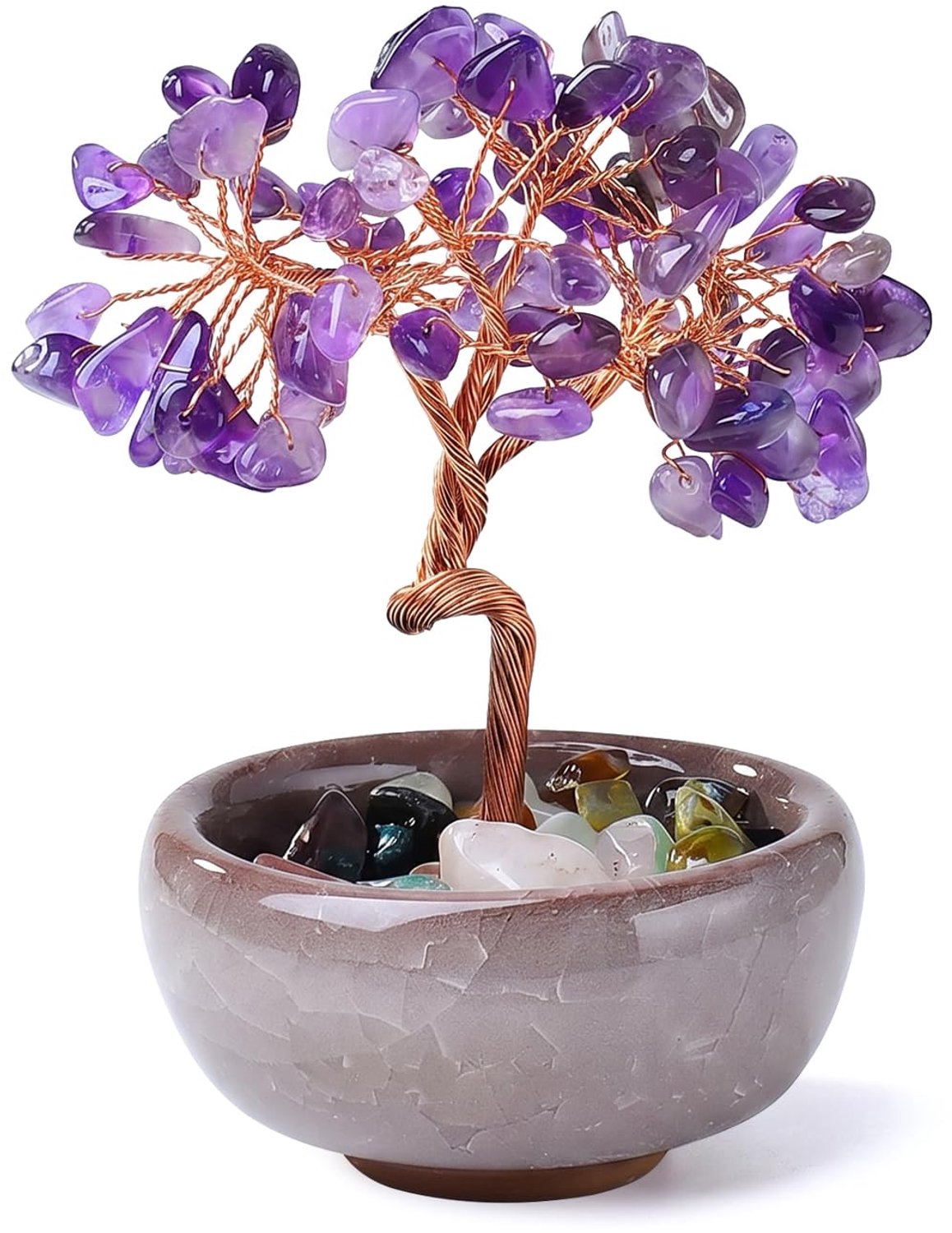 Handgemaakt Kristal Levensboom Ornament in Keramische Pot