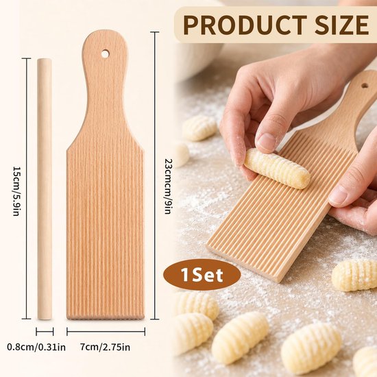Gnocchi Plank van Beukenhout voor Zelfgemaakte Pasta — afbeelding 4