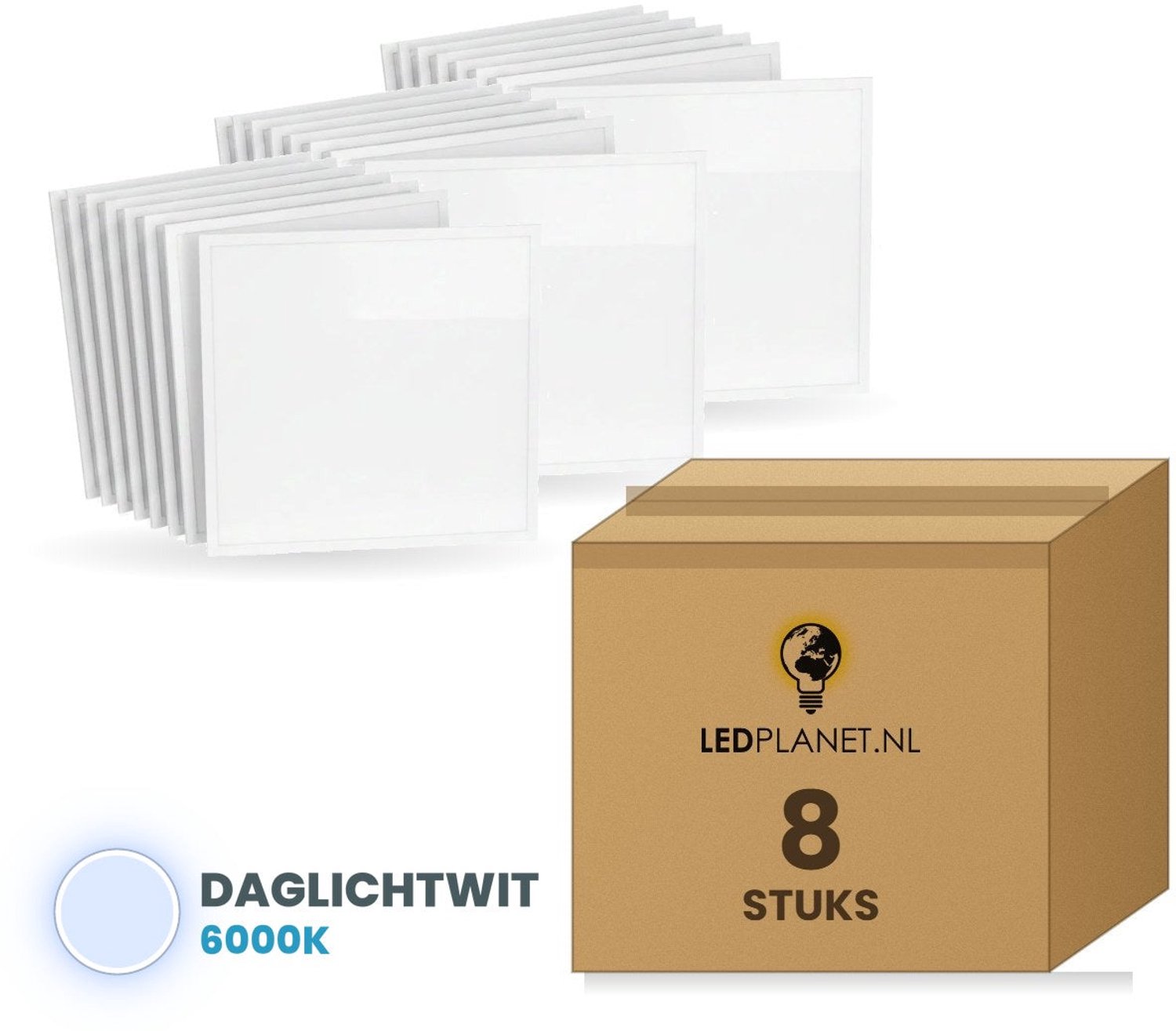 LED Paneel 60x60 8 stuks - Daglichtwit 6000K - 4200lm - 28W - UGR<22 - CRI80 - 230V - 5 jaar garantie