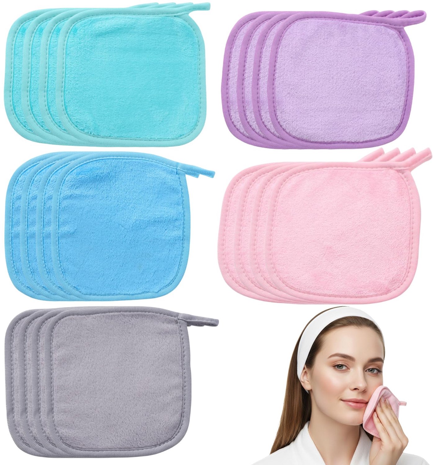 Set van 20 Wasbare Make-Up Doekjes - Microvezel 16 x 16 cm